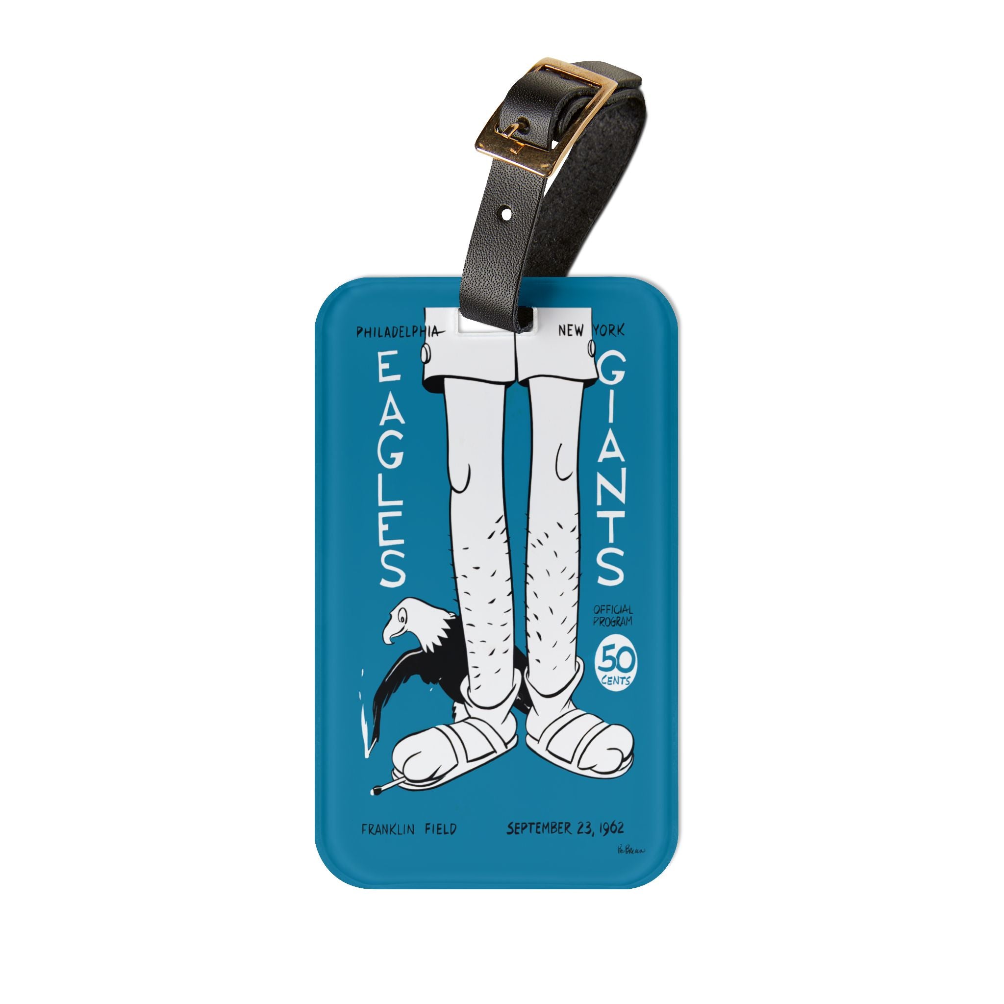 1962 Football Eagles vs Giants Luggage Tag | Vintage Sports Travel ID