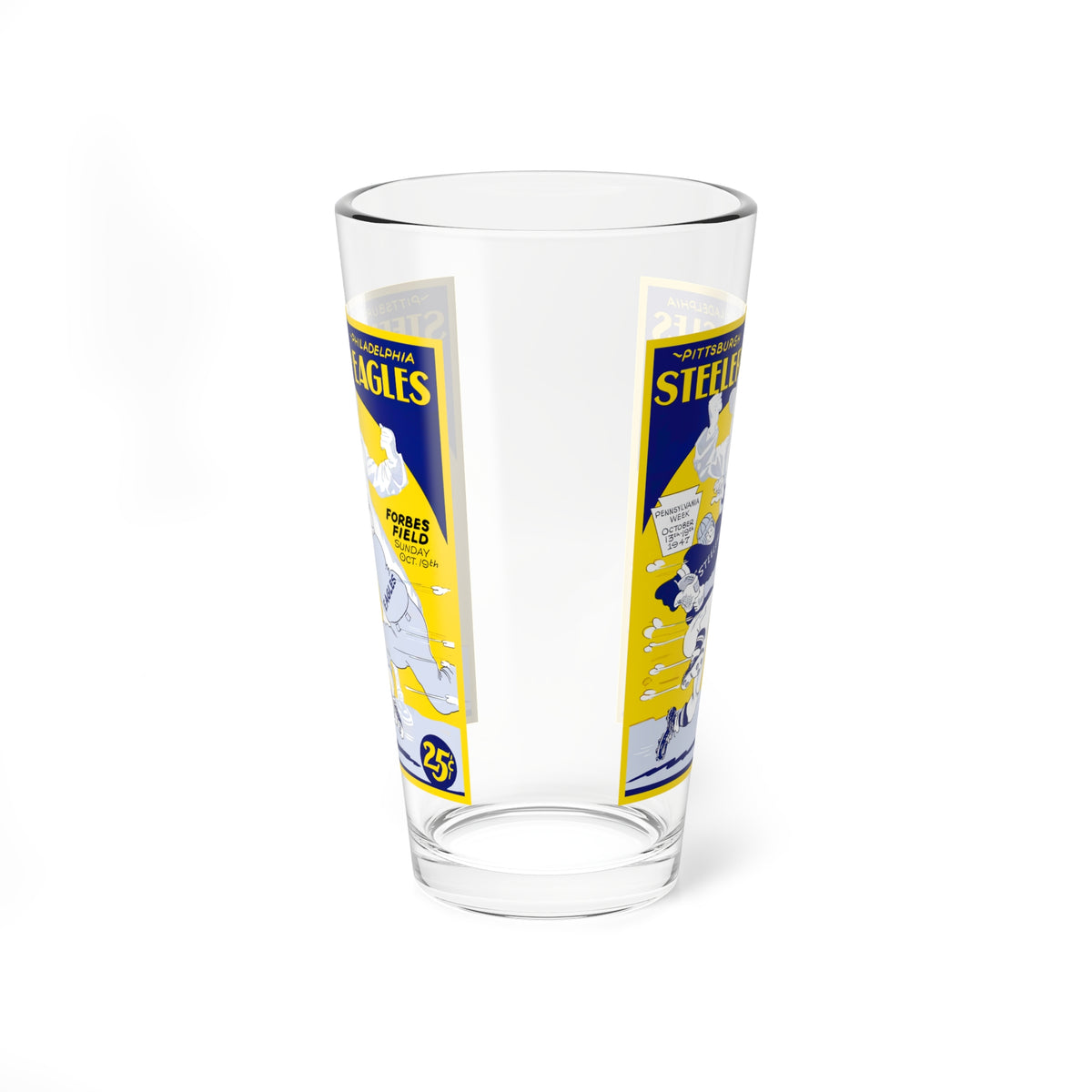 Mixing Glass — 1947 Vintage Steelers vs Eagles Game Program Cover Pint Glass (16 oz)