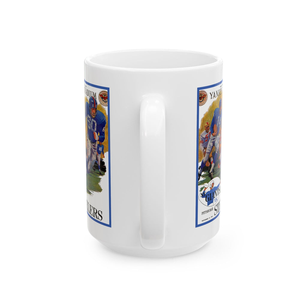 1961 Vintage Football Game Ceramic Mug — 'Giants vs Steelers' Yankee Stadium Poster (11oz/15oz)
