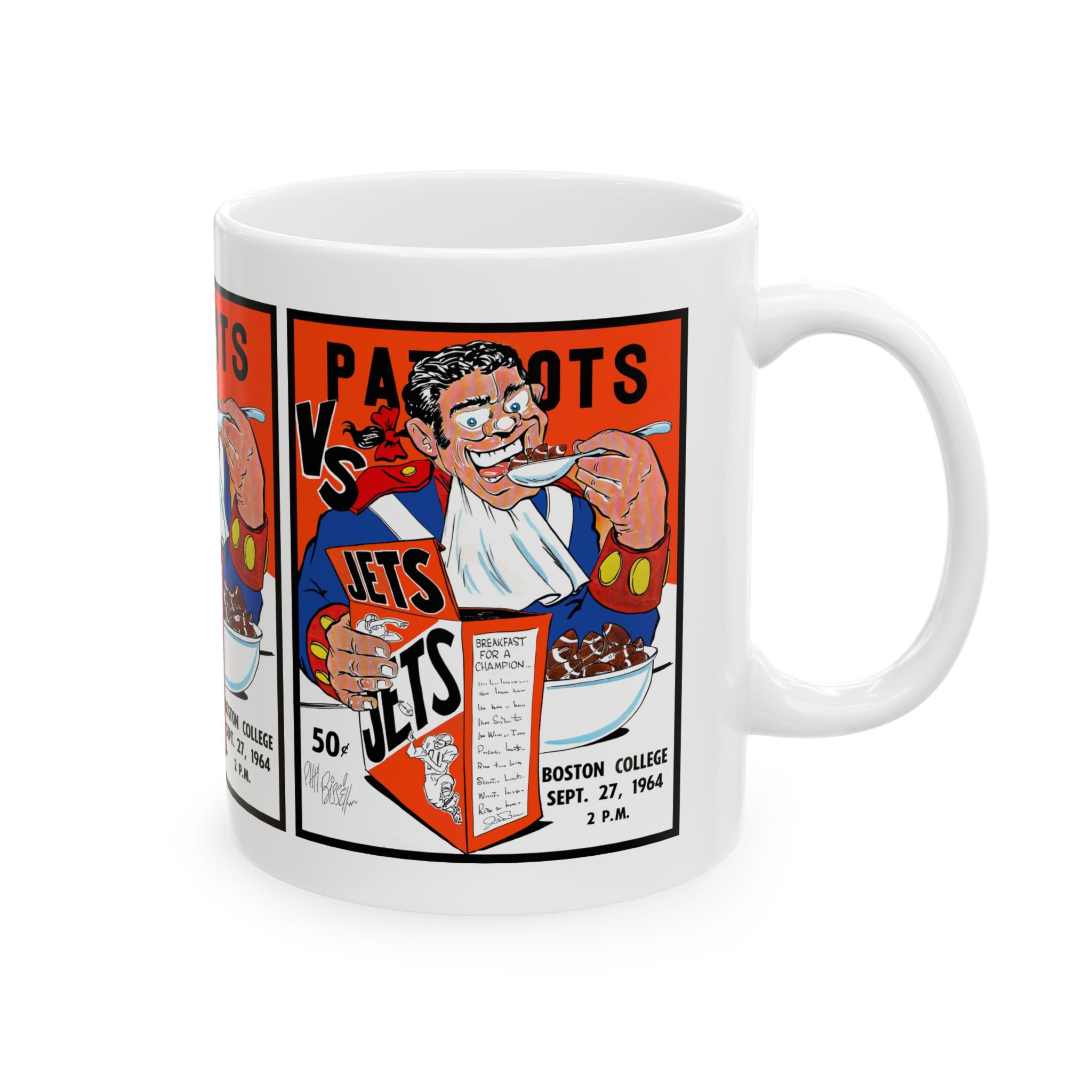 1964 Patriots vs Jets Football Mug | Retro Game Score Ceramic Coffee Cup 11oz and 15oz