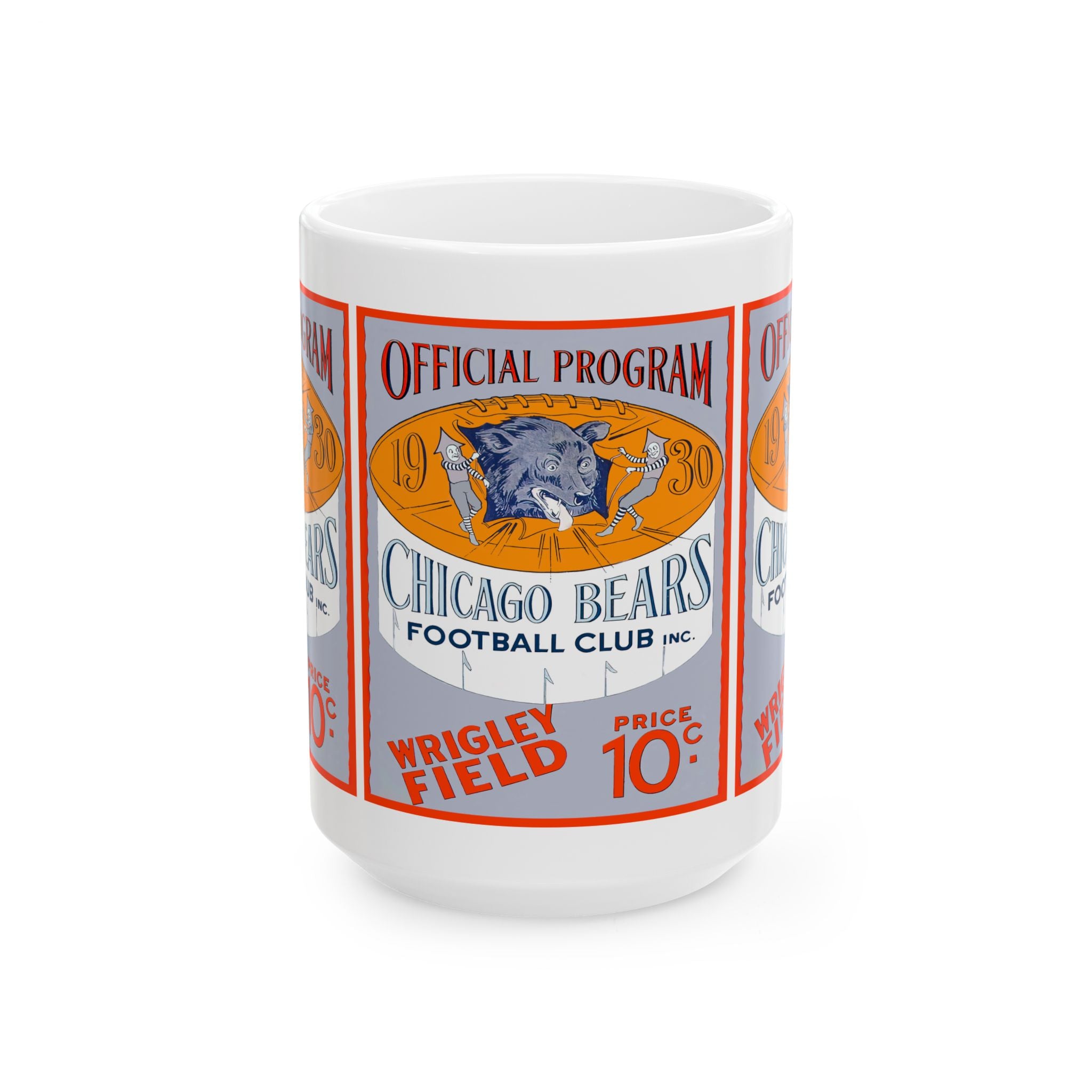 Ceramic Mug, 1930 Vintage Chicago Bears Football Program Cover, Sports Fan Gift, Coffee Cup, Tea Mug, Unique Souvenir, Football Memorabilia,