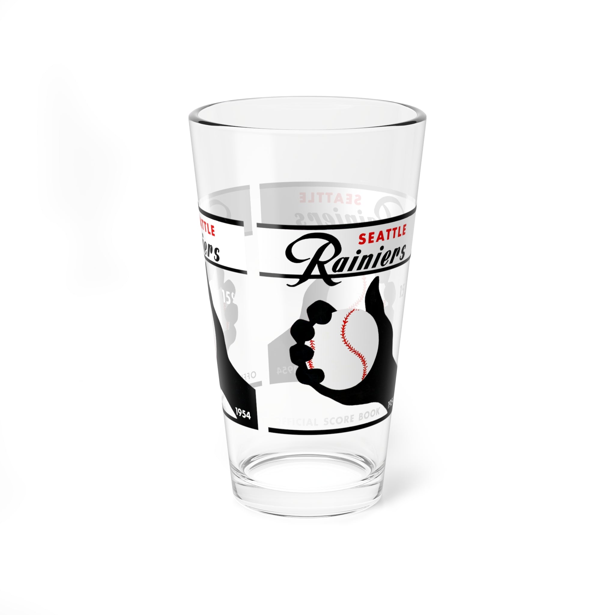 1954 Vintage Seattle Rainiers Baseball Scorebook Cover -  Pint Glass, 16oz