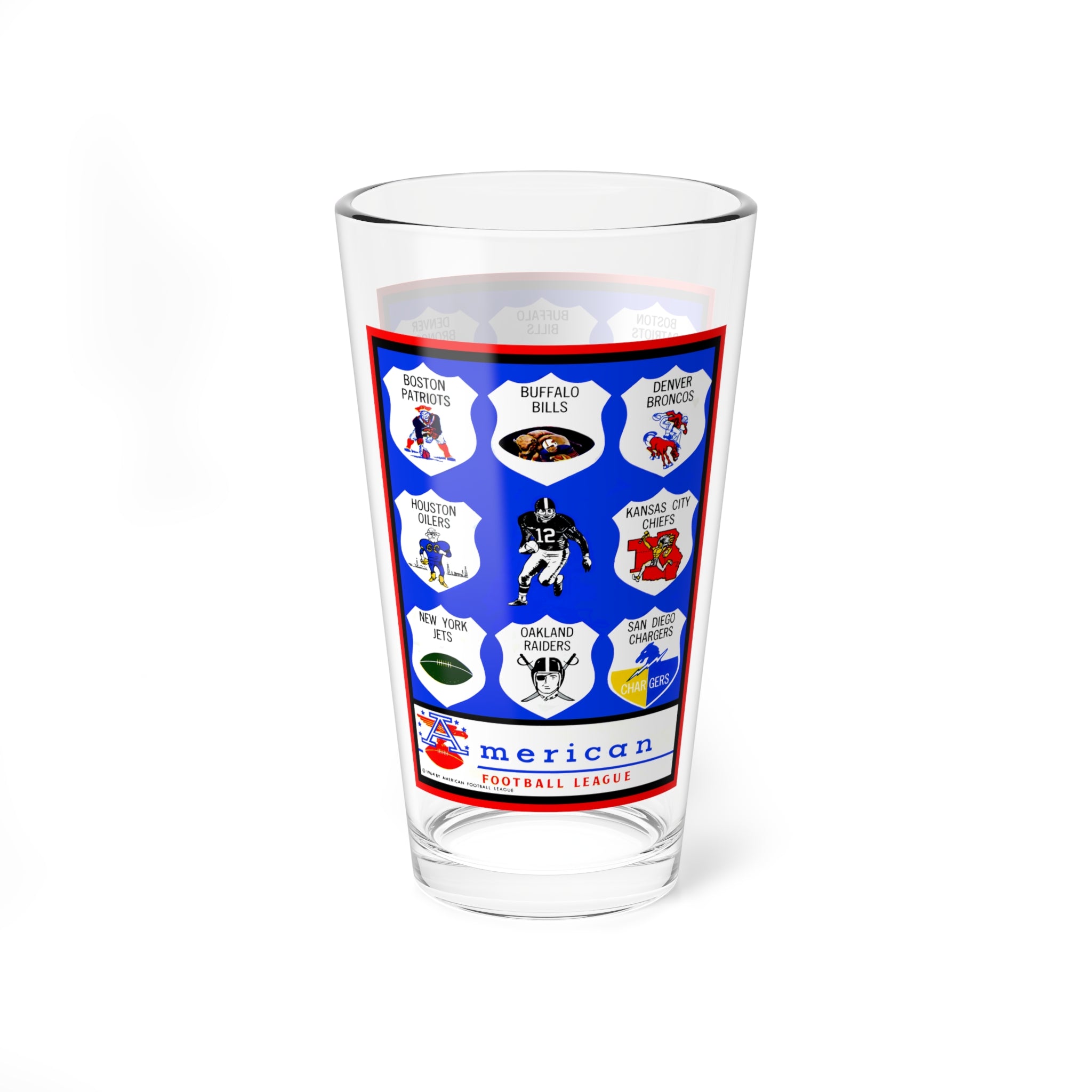 Mixing Glass, 16oz - 1964 American Football League Memorabilia for Sports Fans, Collectible Drinkware, Unique Barware Gift, Vintage