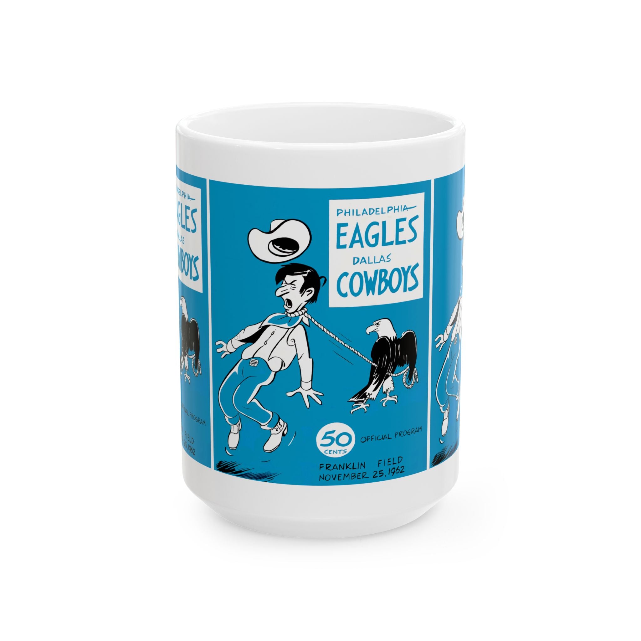 Vintage Dallas Cowboys - Philadelphia Eagles Ceramic Mug, 11oz 15oz, Football Program Cover Memorabilia Gift, Collectible Cup, Sports Fan