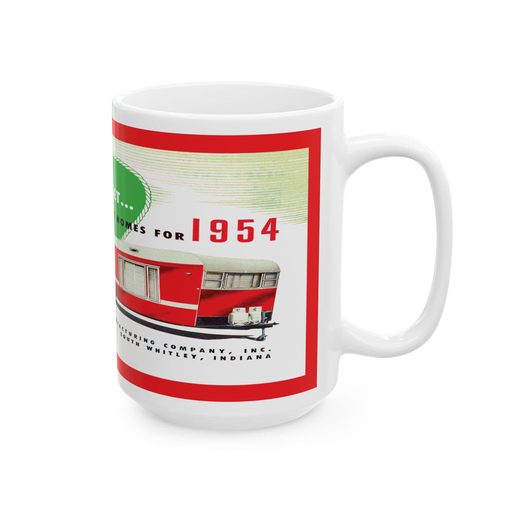 Vintage Camper Ceramic Mug, 1954 Whitley Trailer Retro Travel Coffee Cup, Camping Tea Mug, Campervan  Drinkware, Happy Camper Drink Cup,