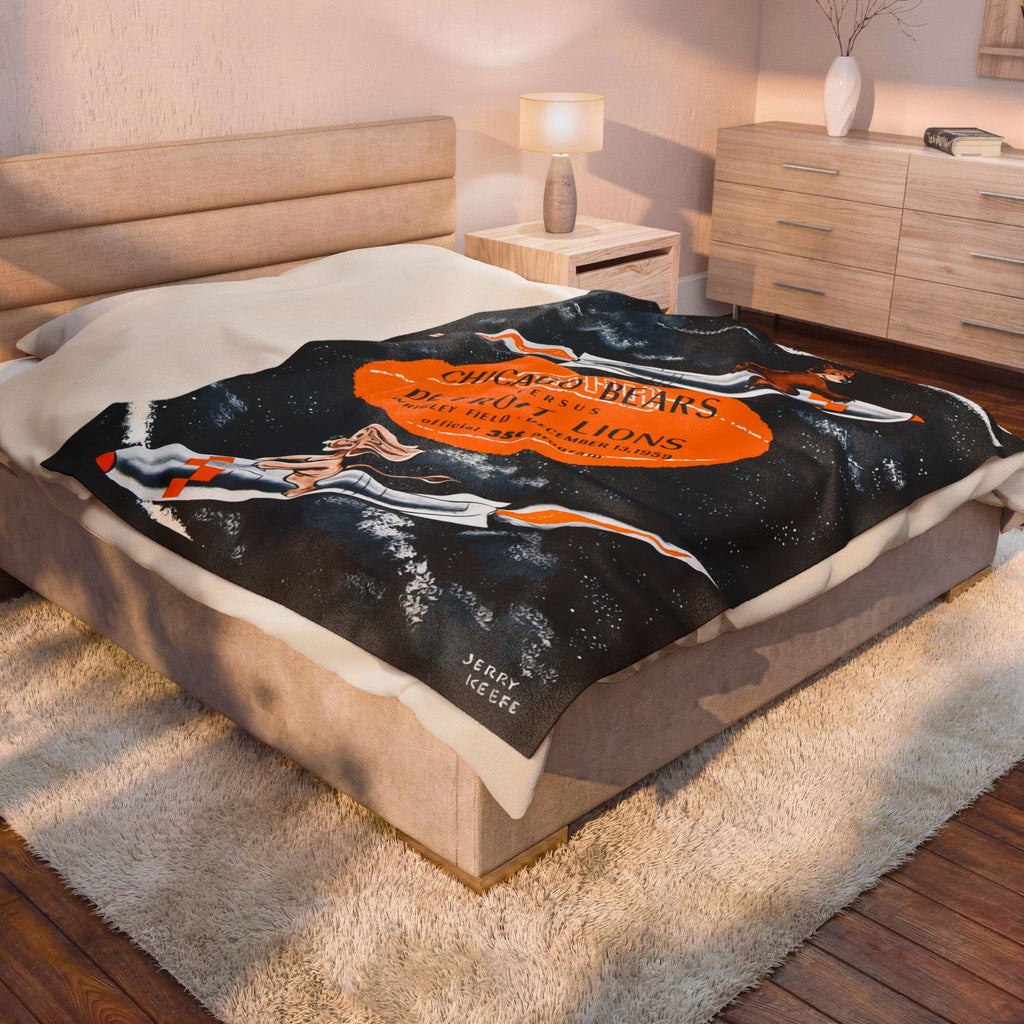 Velveteen Plush Blanket, 1959 Football Chicago Bears Detroit Lions, Custom Football Team Blanket, Sports Fan, Warm Bedding, Game Day Gift