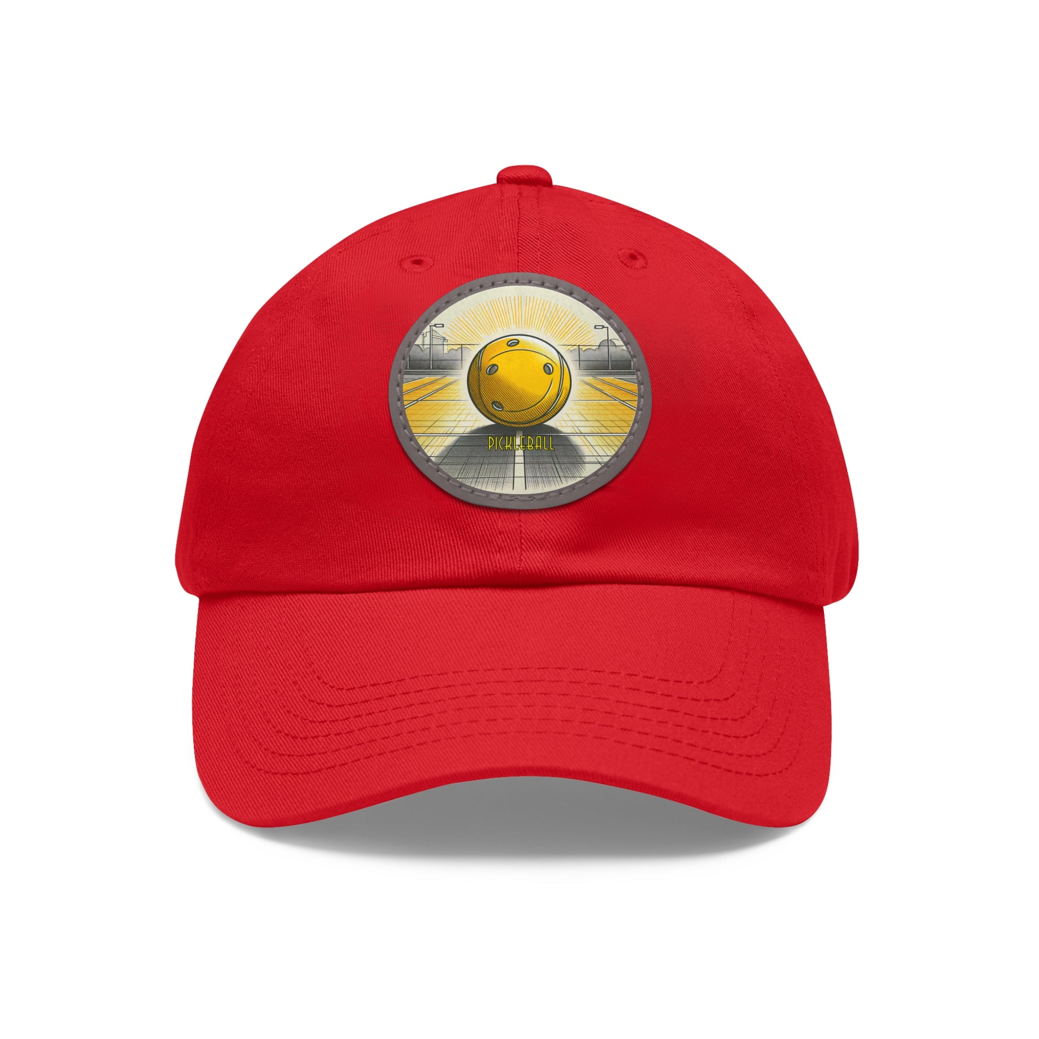 Pickleball - Dad Hat with Leather Patch (Round)