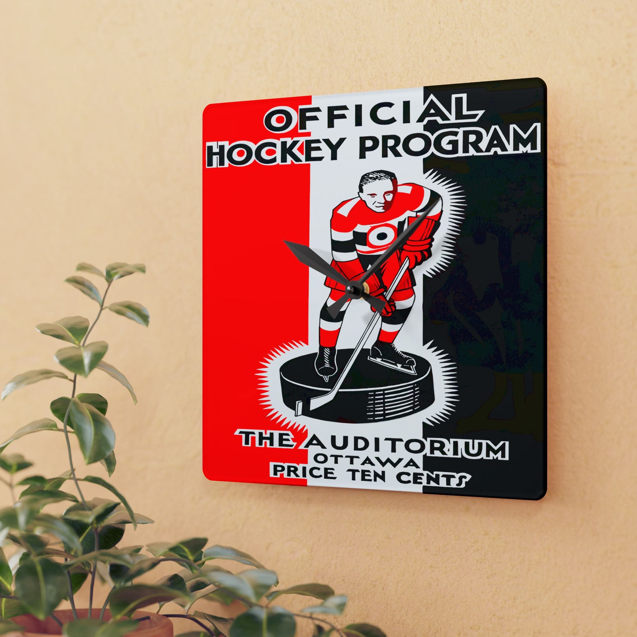 Acrylic Wall Clock, Vintage Senators Hockey, 1932-1933 Ottawa, Sports Memorabilia, Gift for Hockey Fan, Home Decor, Unique Clock