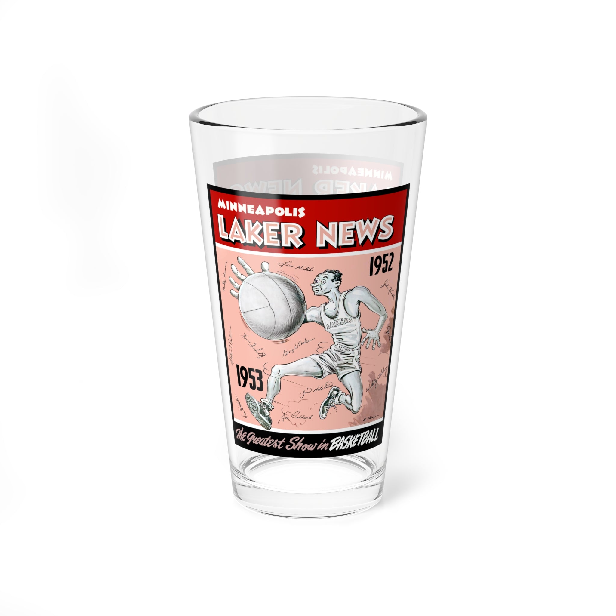 Glassware, Vintage 1952-1953 Minneapolis Basketball Program Mixing Glass, Retro Kitchen Decor, Sports Memorabilia Gift, Barware Collectible,