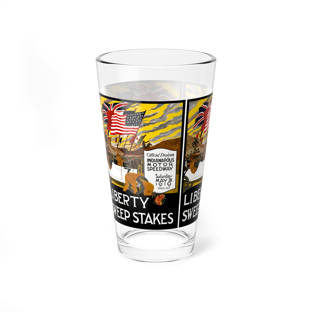 Retro Racing Mixing Glass, 16oz - Vintage Car Lover Gift, Race Enthusiast Present,  1919 Indianapolis 500, Speedway Memorabilia,