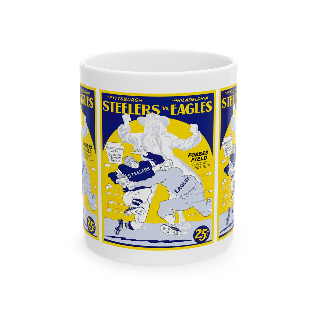1947 Vintage Football Steelers vs Eagles  Game Program Cover Ceramic Mug (11oz, 15oz)
