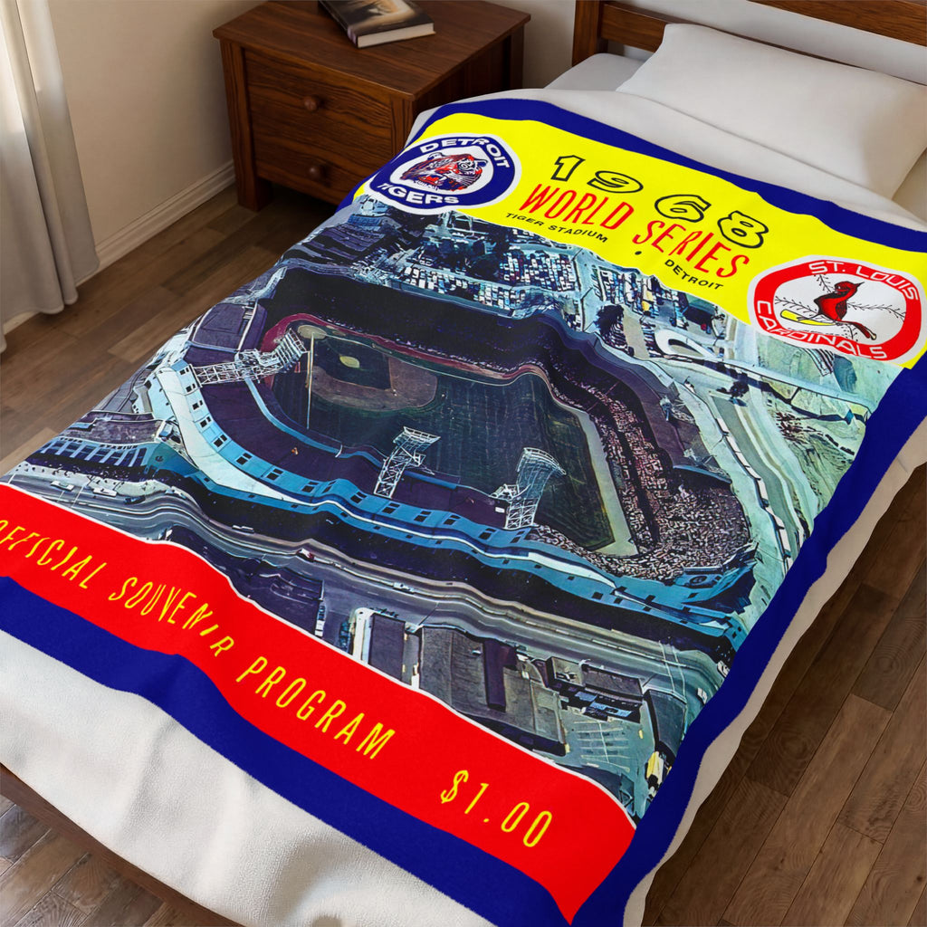 Velveteen Plush Blanket, 1968 Baseball World Series Tigers Cardinals Design, Throw Blanket, Sports Fan Gift, Home Decor, Cozy Bedding, Warm