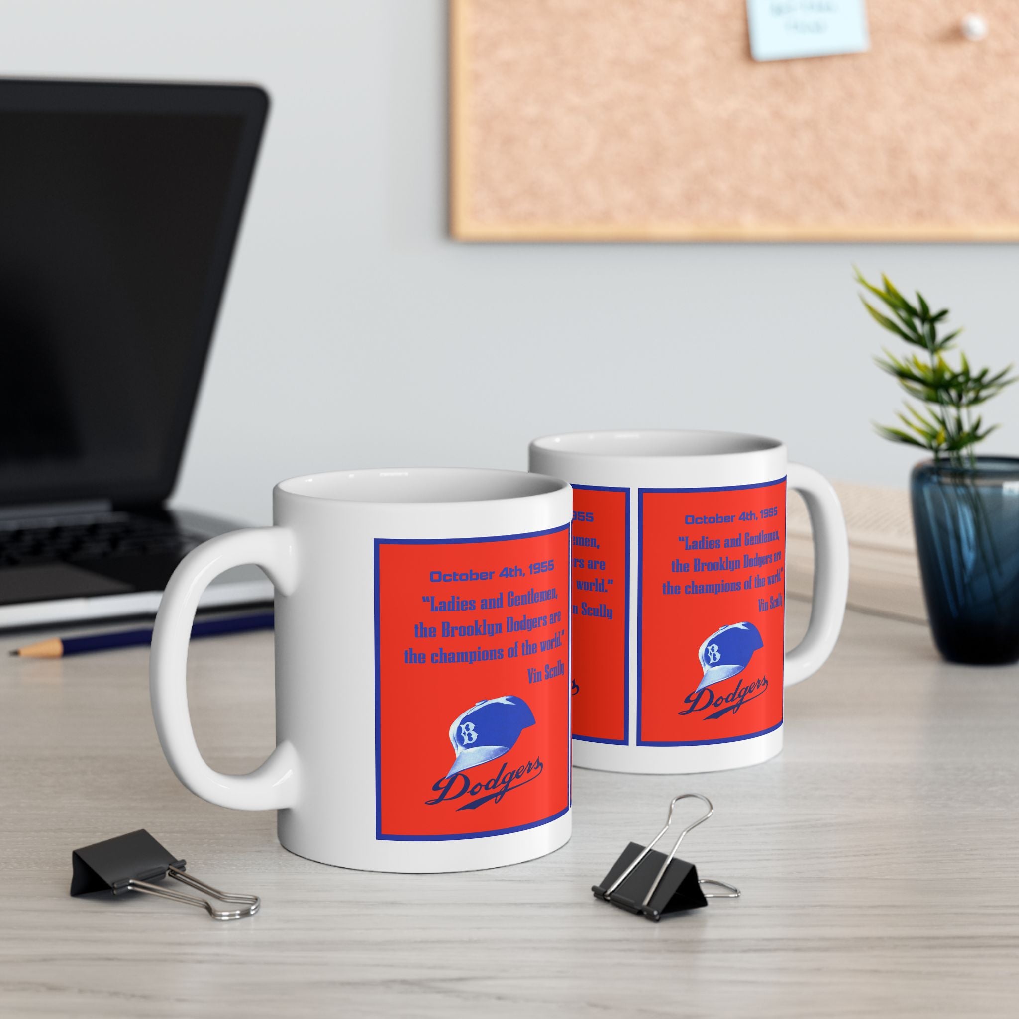 1955 Vin Scully Brooklyn Dodgers Ceramic Mug (11oz & 15oz)