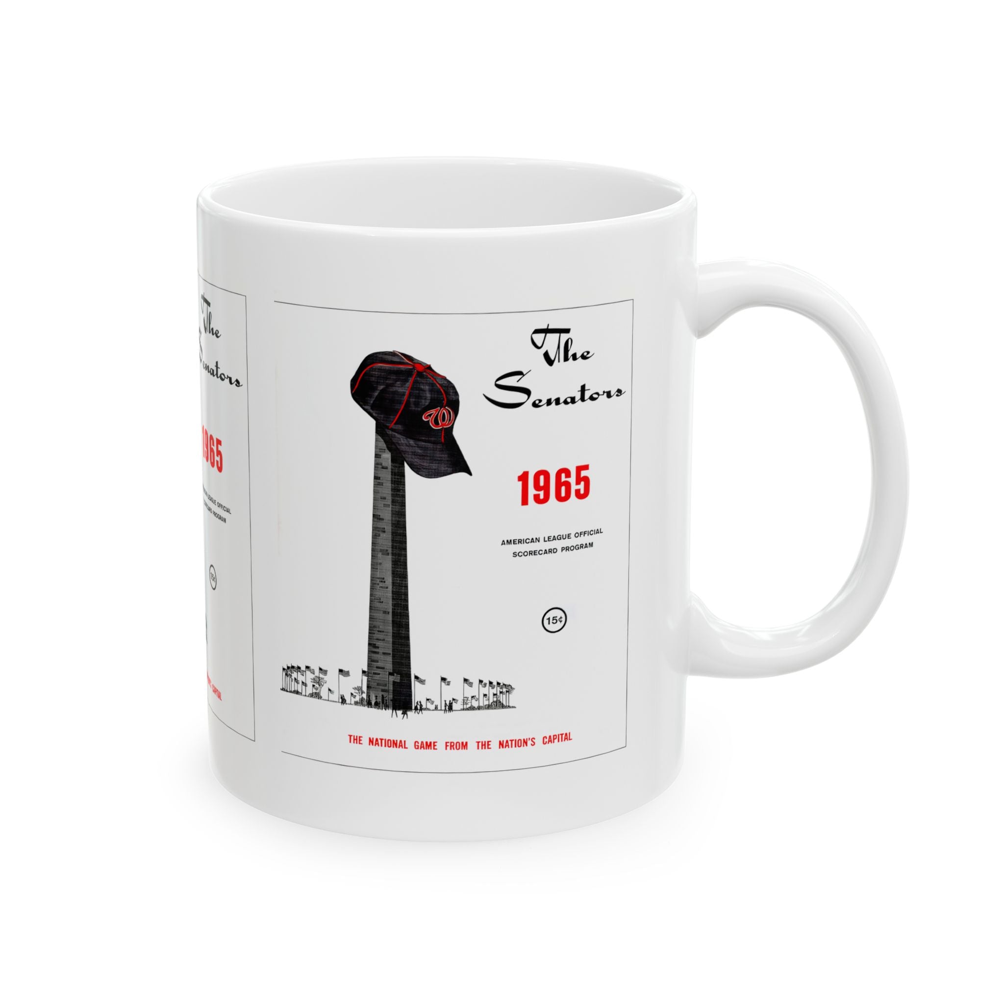 1965 Vintage Washington Senators Score Card Cover - Ceramic Mug, 11oz
