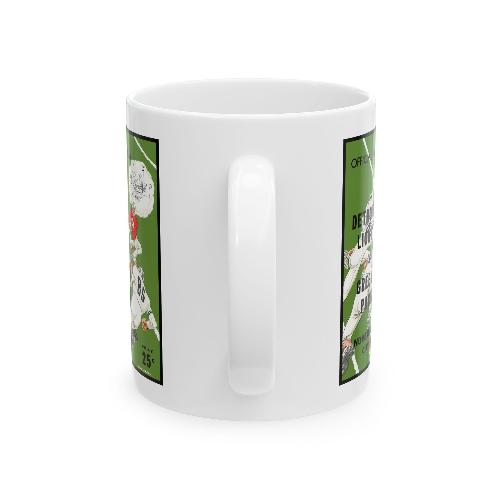 1951 Vintage Detroit Lions - Green Bay Packers Football Program Cover - Ceramic Mug, 11oz