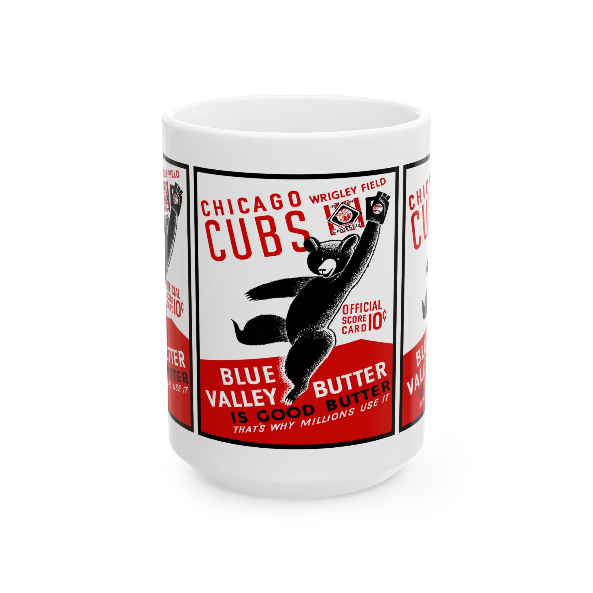 Vintage 1939 Baseball Chicago Cubs Program Ceramic Mug, Collectible Sports Memorabilia, Baseball Fan Gift, Coffee Cup, Tea Mug, Sports Decor