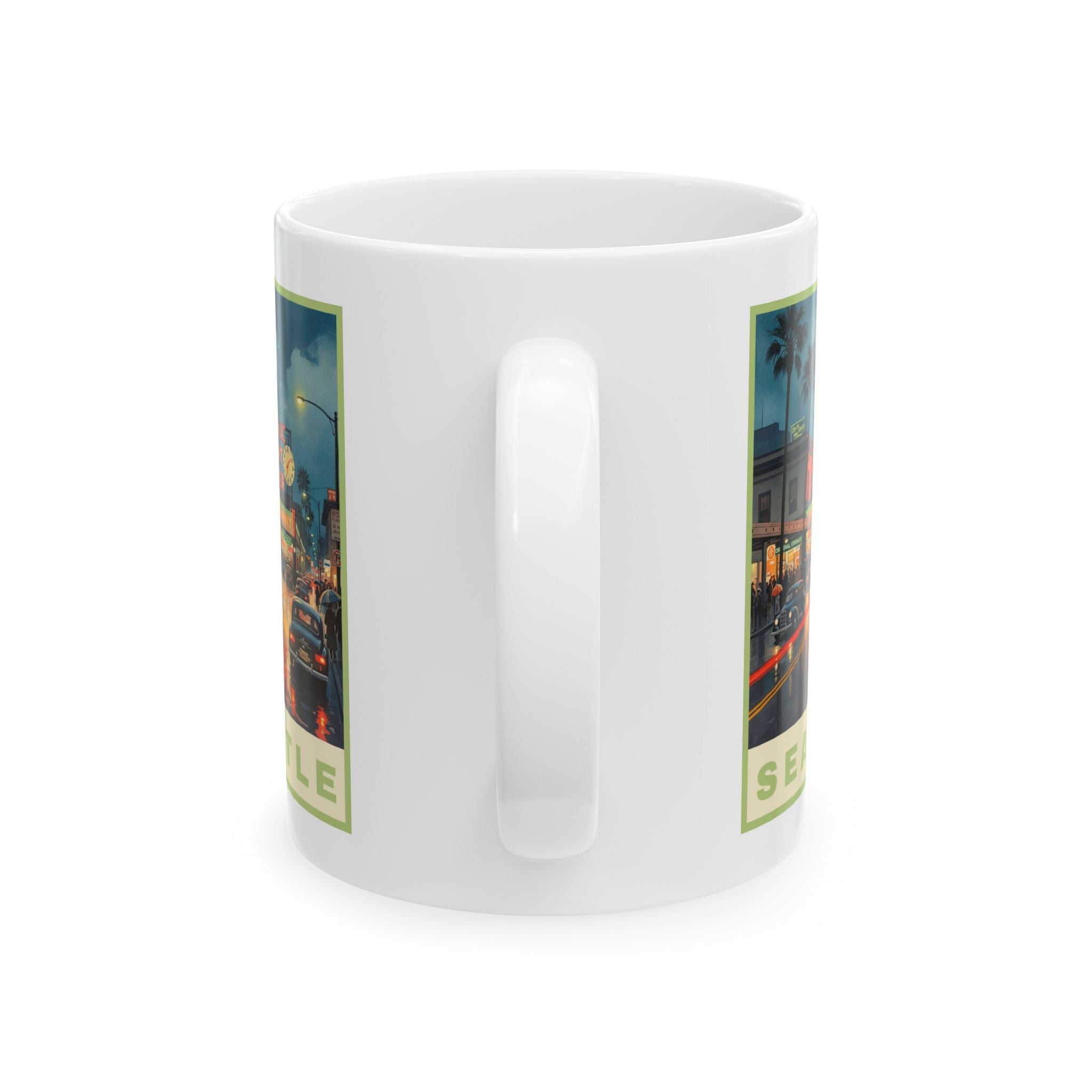 Seattle Street View Public Market Mug | City Coffee Cup 11oz and 15oz