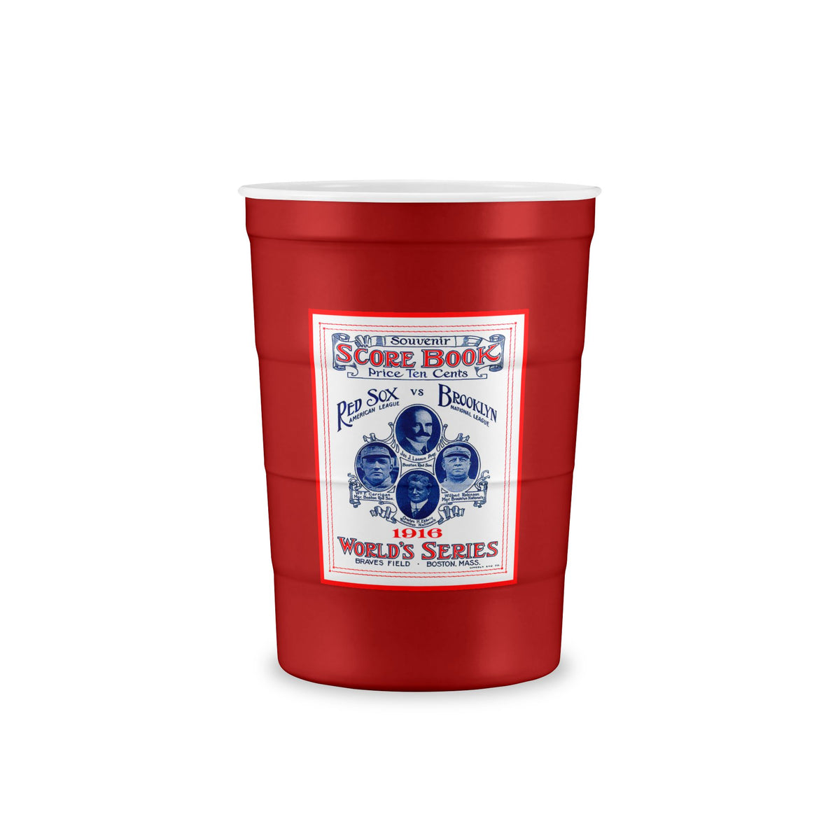 1916 Baseball World Series Brooklyn Dodgers - Boston Red Sox - Reusable Steel Party Cup — Red Insulated Recyclable Tumbler