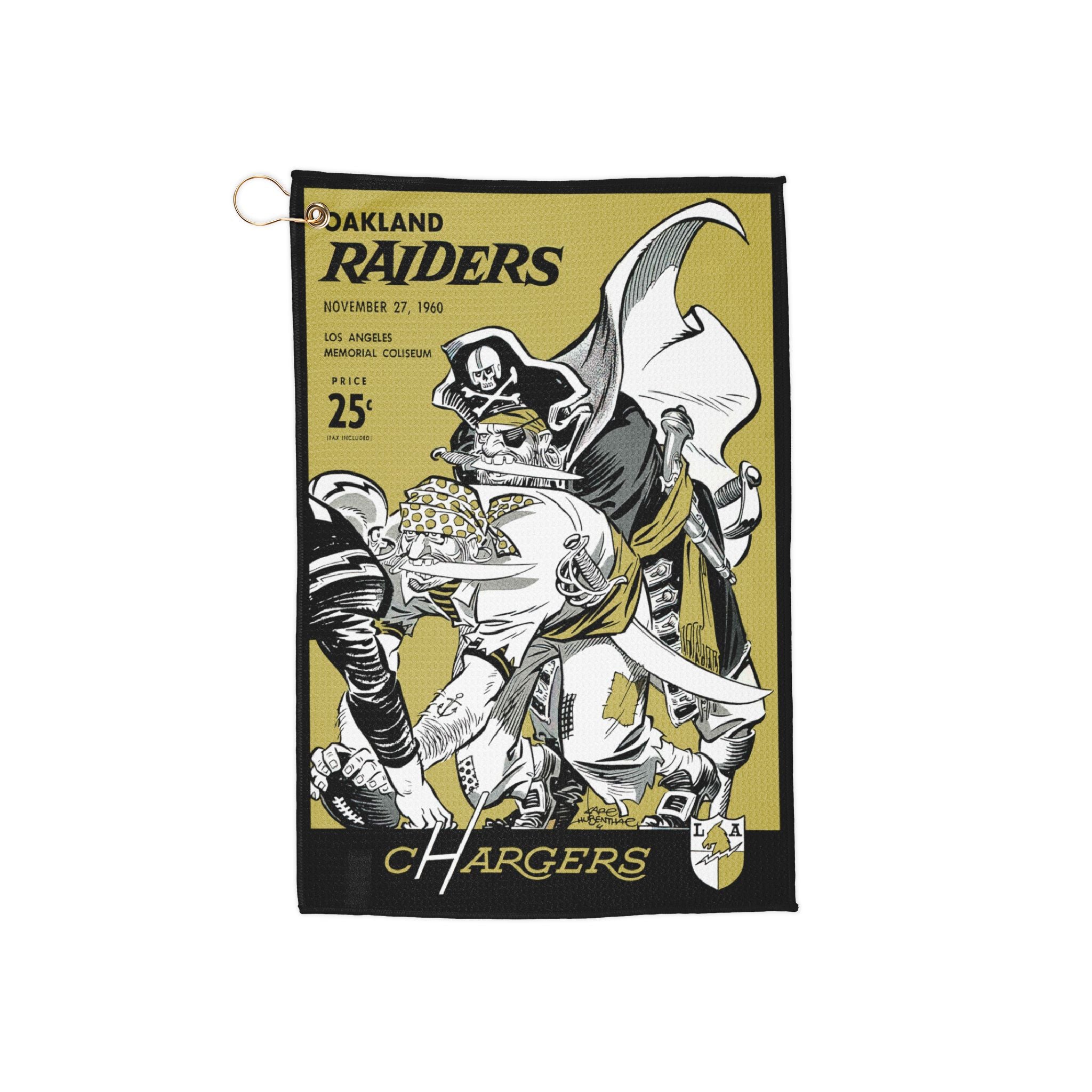 Vintage 1960 Football Oakland Raiders-Los Angeles Chargers Golf Towel - Retro Sports Fan Gift, Golf Accessories, Sports Memorabilia, Unique