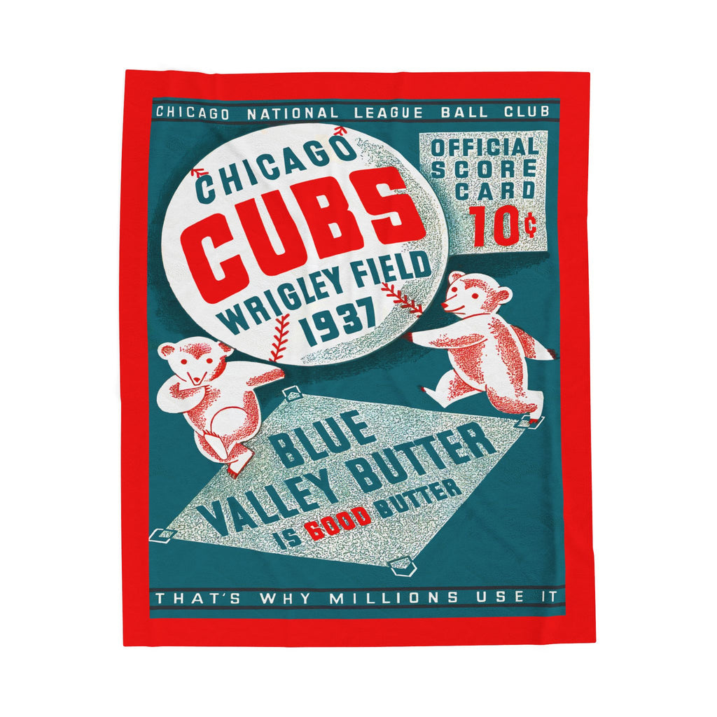Velveteen Plush Blanket, 1937 Chicago Cubs Baseball Throw, Gift for Baseball Fans, Cozy Sports Blanket, Baseball Blanket, Cubs Fan Gift,