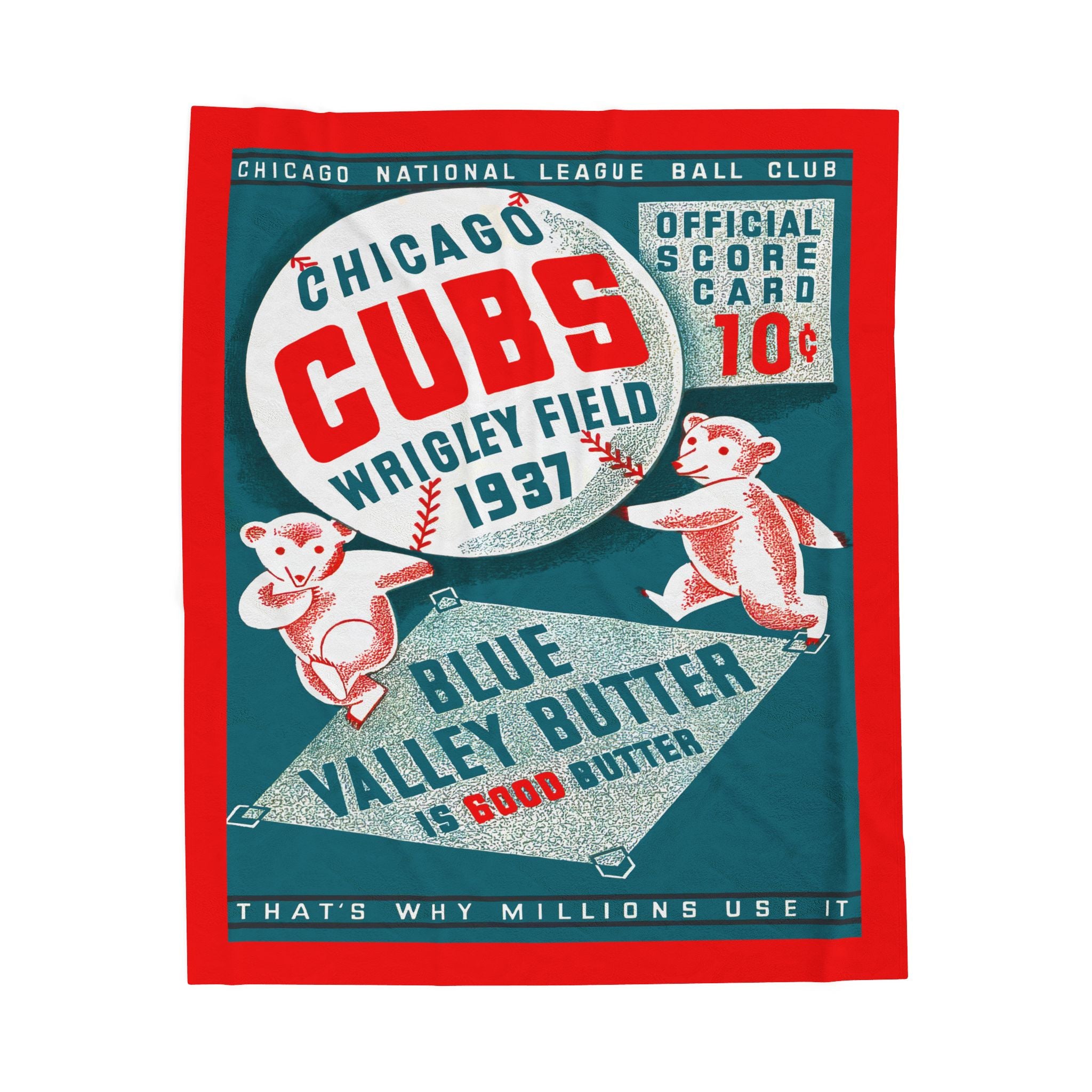 Velveteen Plush Blanket, 1937 Chicago Cubs Baseball Throw, Gift for Baseball Fans, Cozy Sports Blanket, Baseball Blanket, Cubs Fan Gift,