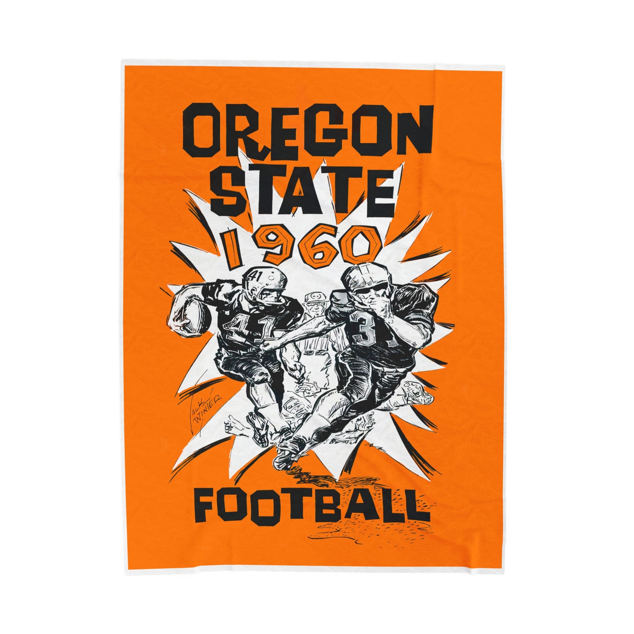 Velveteen Plush Blanket, 1960 Oregon State Football Throw, College Sports Bedding, Home Decor Gift, Game Day Couch Blanket, OSU Beavers Fan