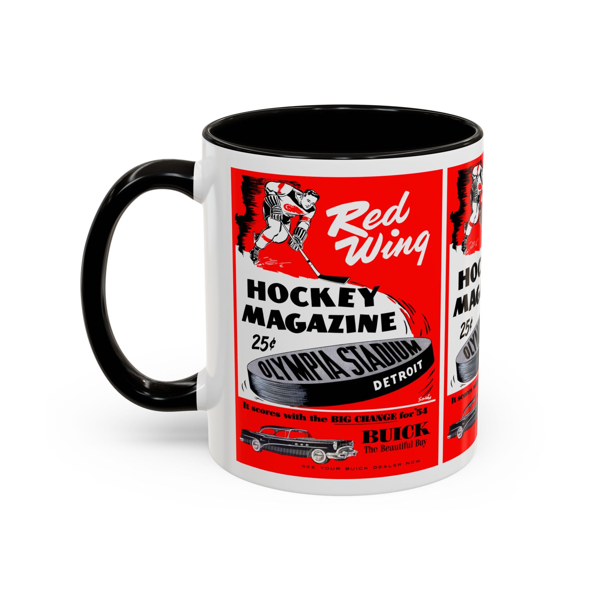 1954 Detroit Red Wings Hockey Program Cover 11oz Colorful Mug, Sports Fan Gift, Hockey Lover Mug