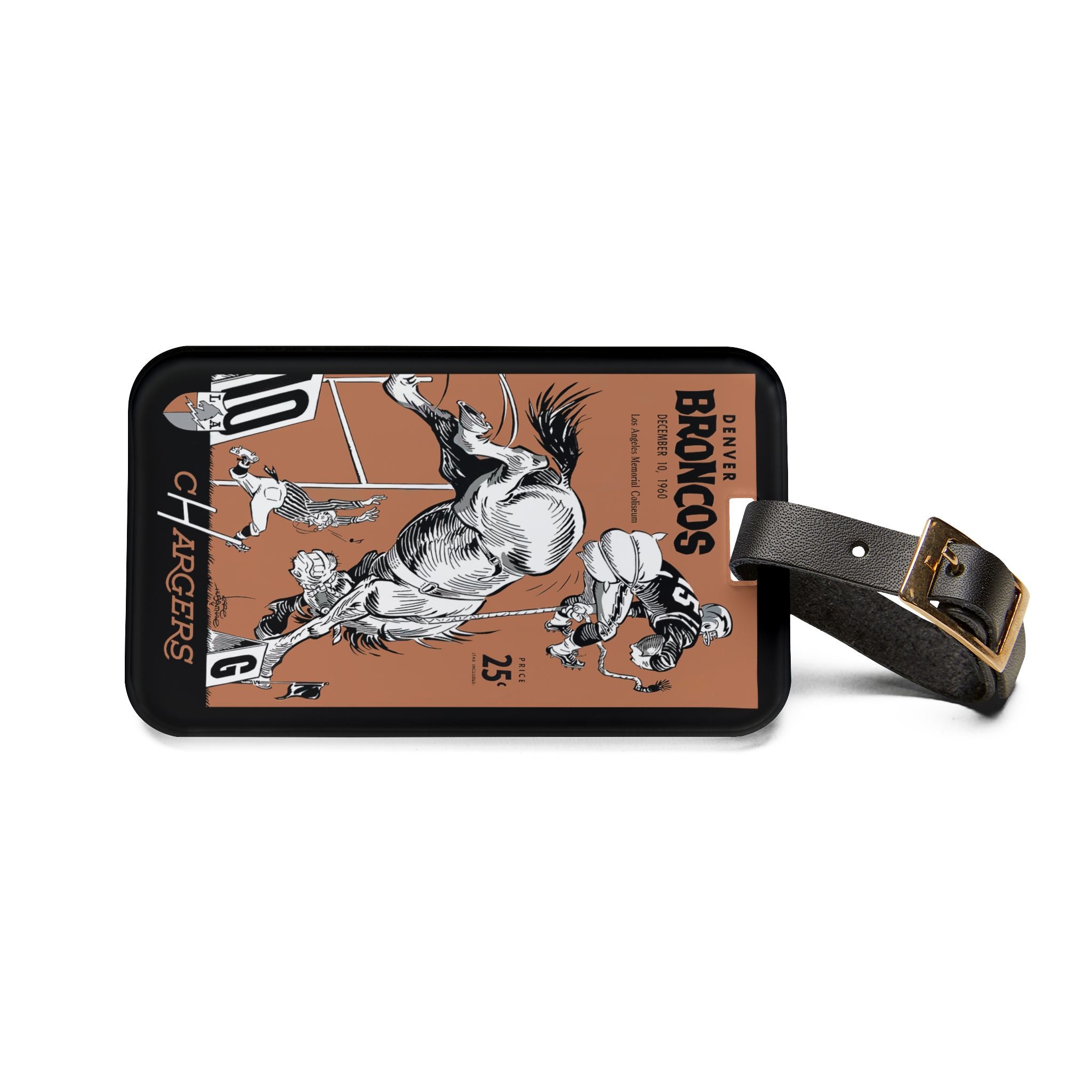 1960 Broncos vs Chargers Football Luggage Tag