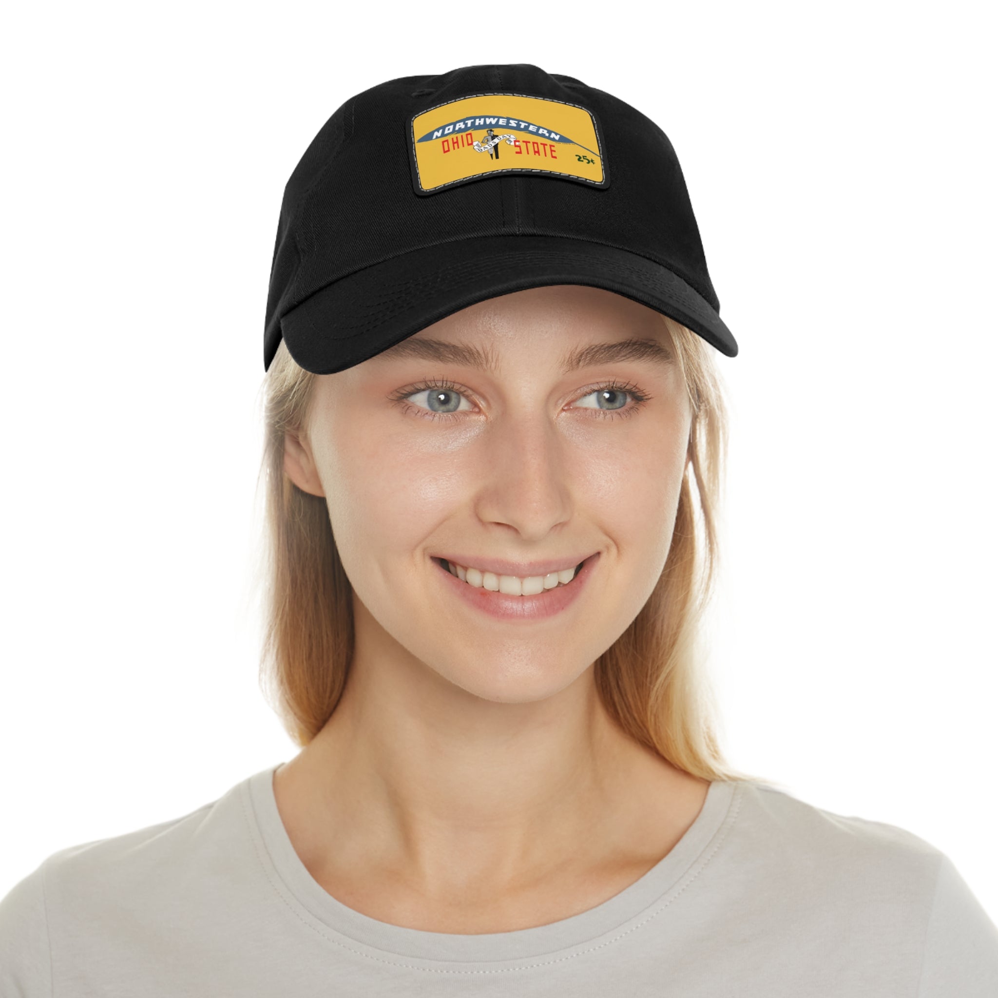 1937 Vintage Northeastern - Ohio State Football - Dad Hat with Leather Patch (Rectangle)