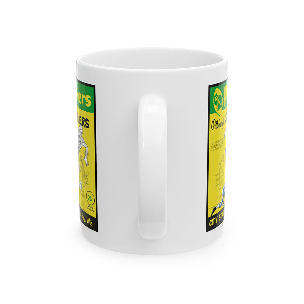 Vintage 1955 Football Ceramic Mug, Green Bay Packers - Pittsburgh Steelers Fan Drinkware, 1955 Sports Memorabilia Gift Cup, 11oz 15oz,