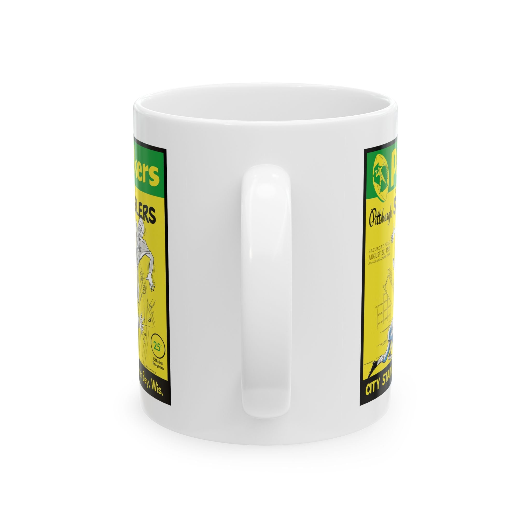 Vintage 1955 Football Ceramic Mug, Green Bay Packers - Pittsburgh Steelers Fan Drinkware, 1955 Sports Memorabilia Gift Cup, 11oz 15oz,