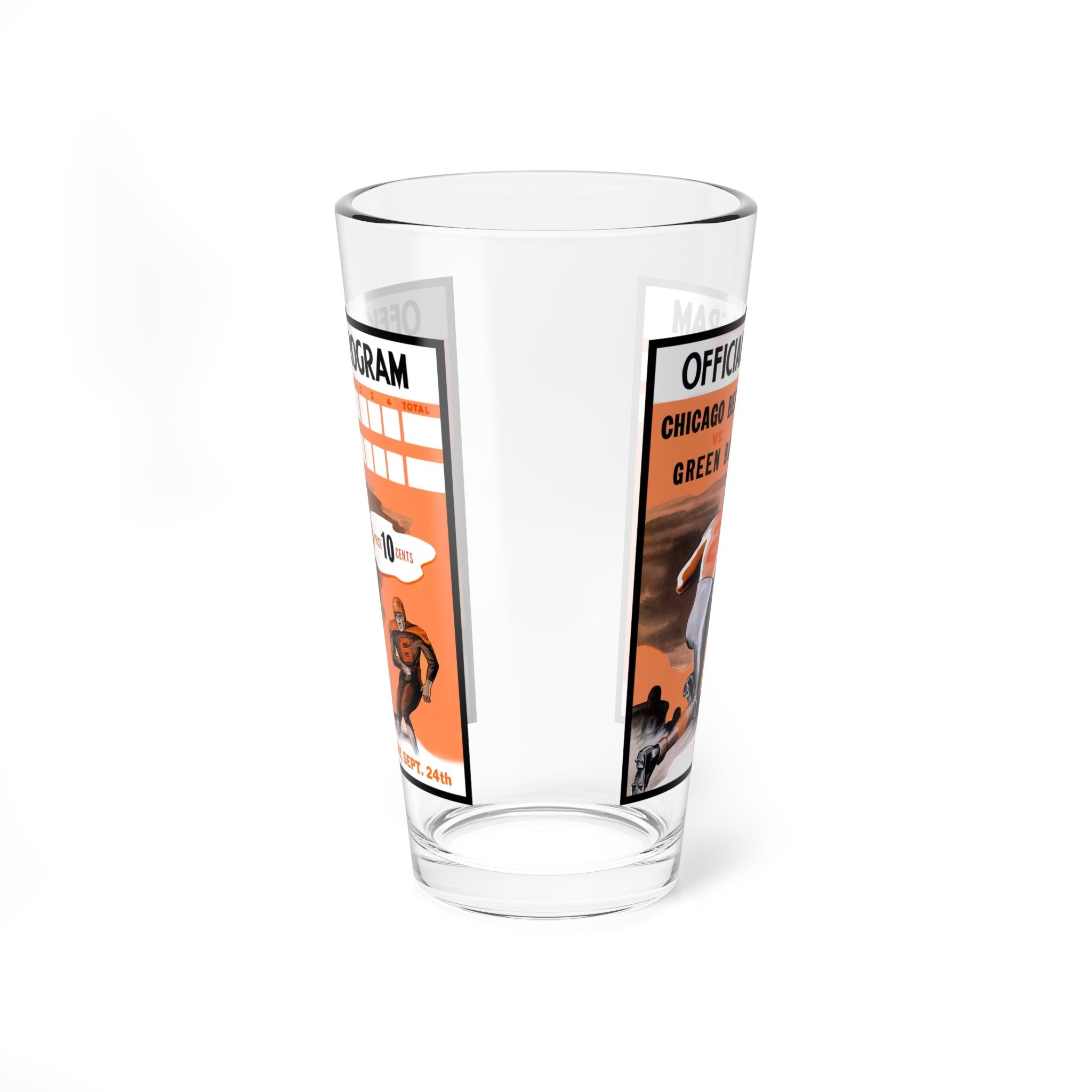 Mixing Glass, 16oz with 1944 Football Chicago Bears-Green Bay Packers design