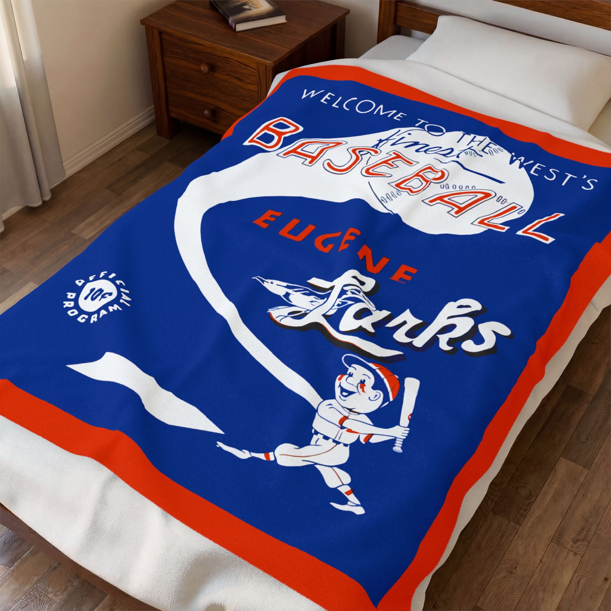 Velveteen Plush Blanket, 1950 Vintage Eugene Larks Far West League Baseball, Throw Blanket, Home Decor, Gift, Cozy Blanket, Baseball Fan,