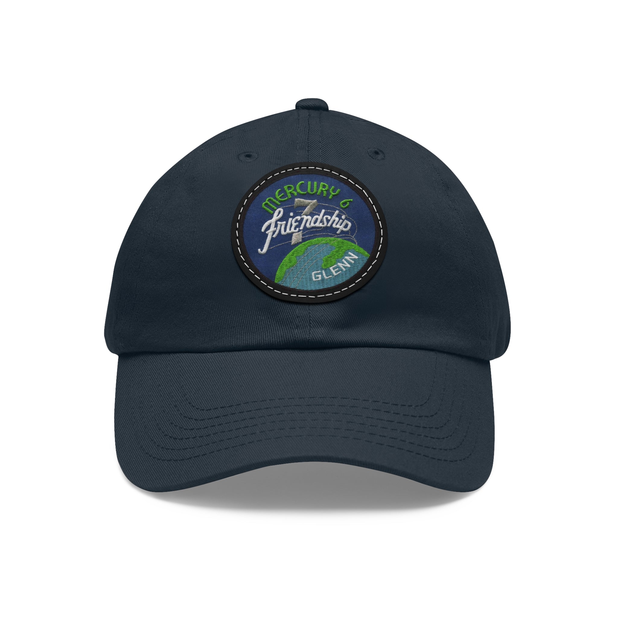 NASA - Mercury 6 - Friendship 7 Flight Patch - Dad Hat with Leather Patch (Round)