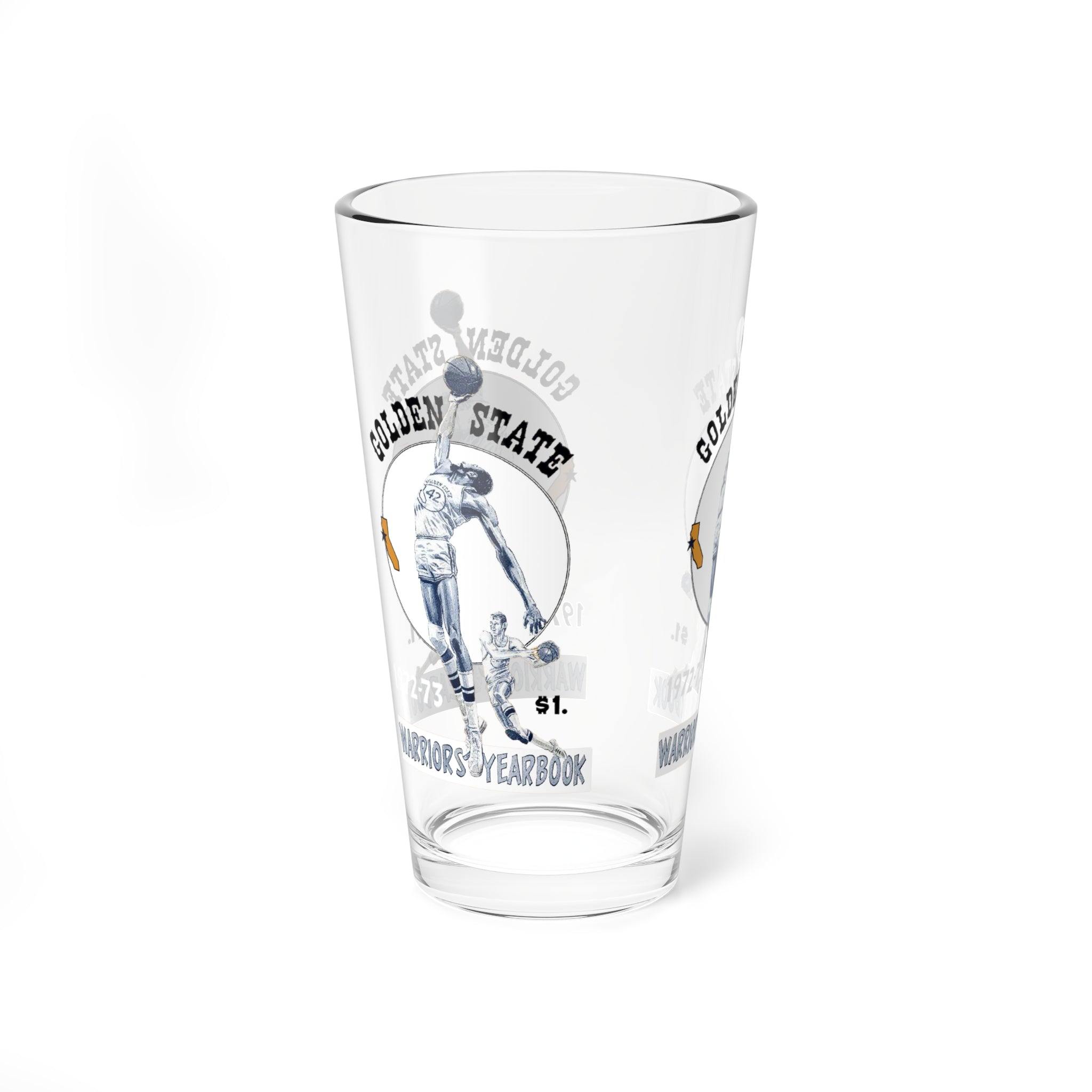 1972 -1973 Vintage Golden State Warriors Basketball Yearbook Cover -  Pint Glass, 16oz