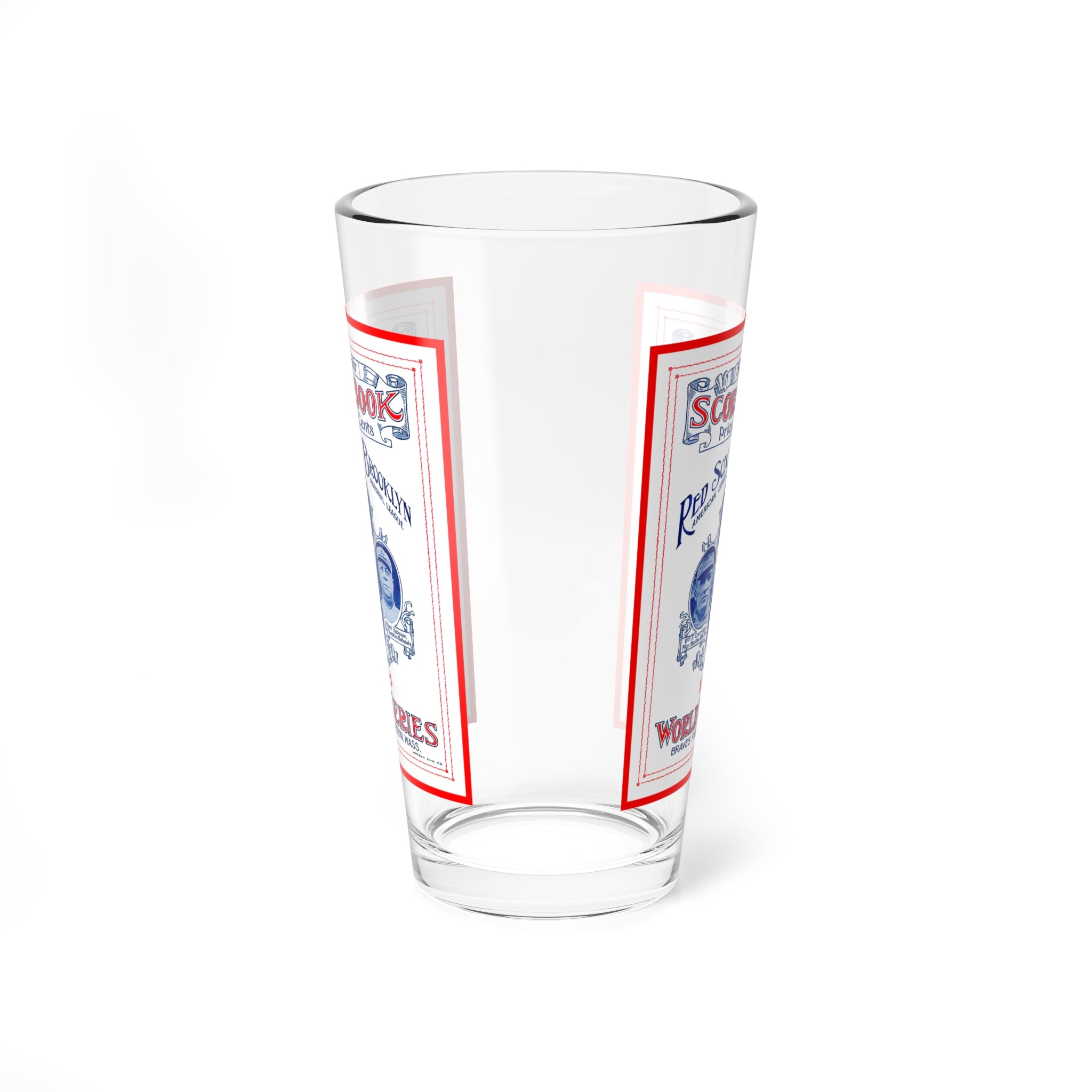 Mixing Glass, 16oz - 1916 Baseball World Series Dodgers-Red Sox, Gift, Barware, Sports Memorabilia, Baseball Fanatic, Vintage Style