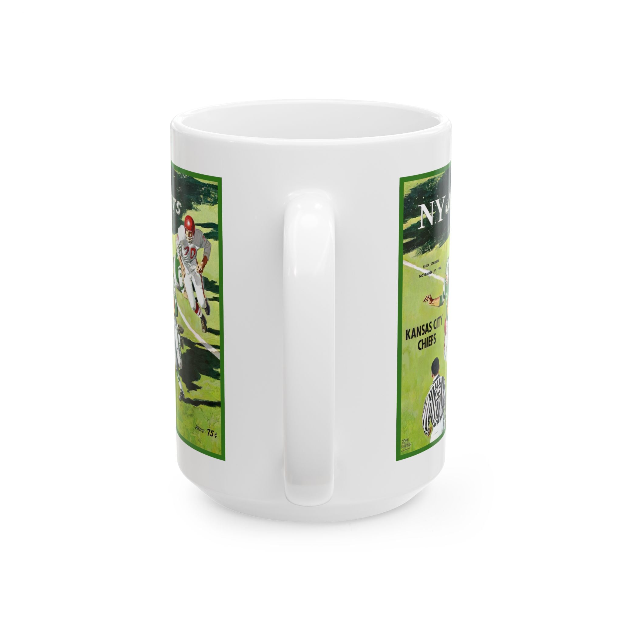 Vintage Football Ceramic Mug, 1966 New York Jets Kansas City, Sports Fan Gift, Retro Coffee Cup, Football Lover Mug, Football Memorabilia