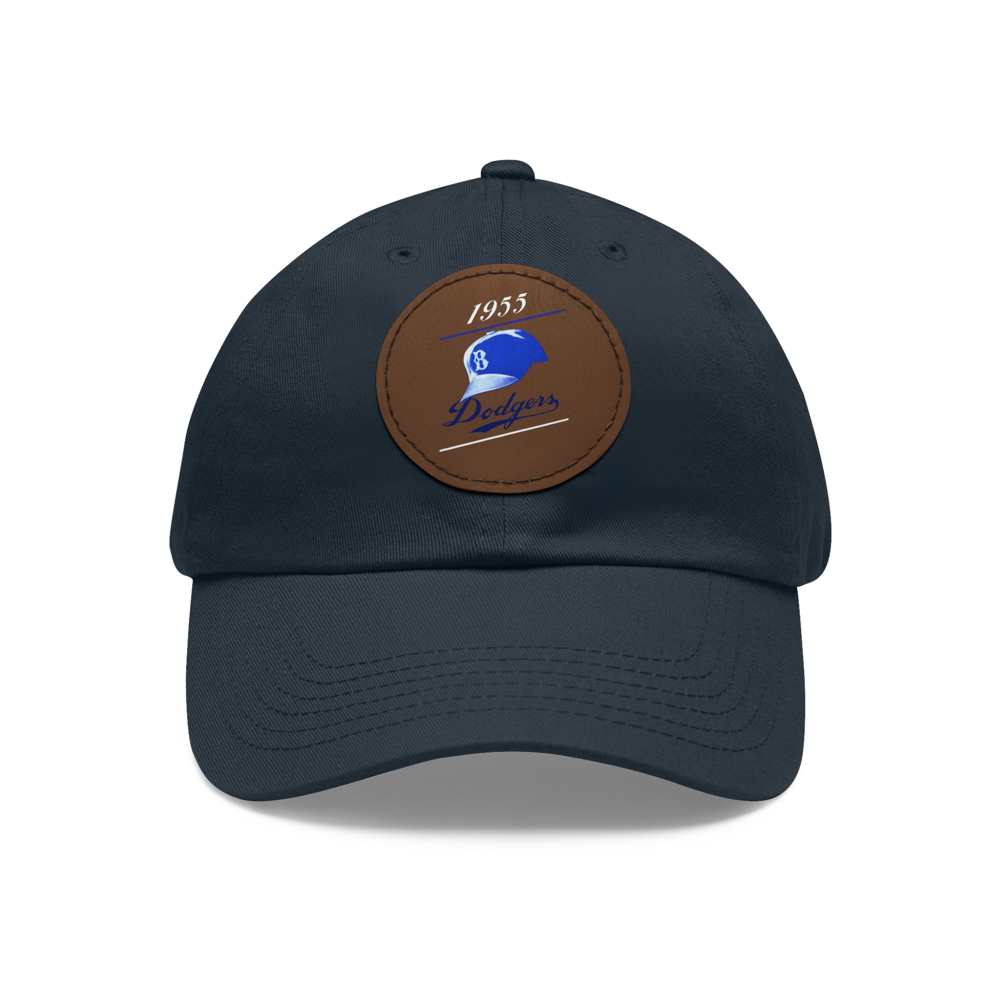 1955 Brooklyn Dodgers Baseball - Dad Hat with Leather Patch (Round)