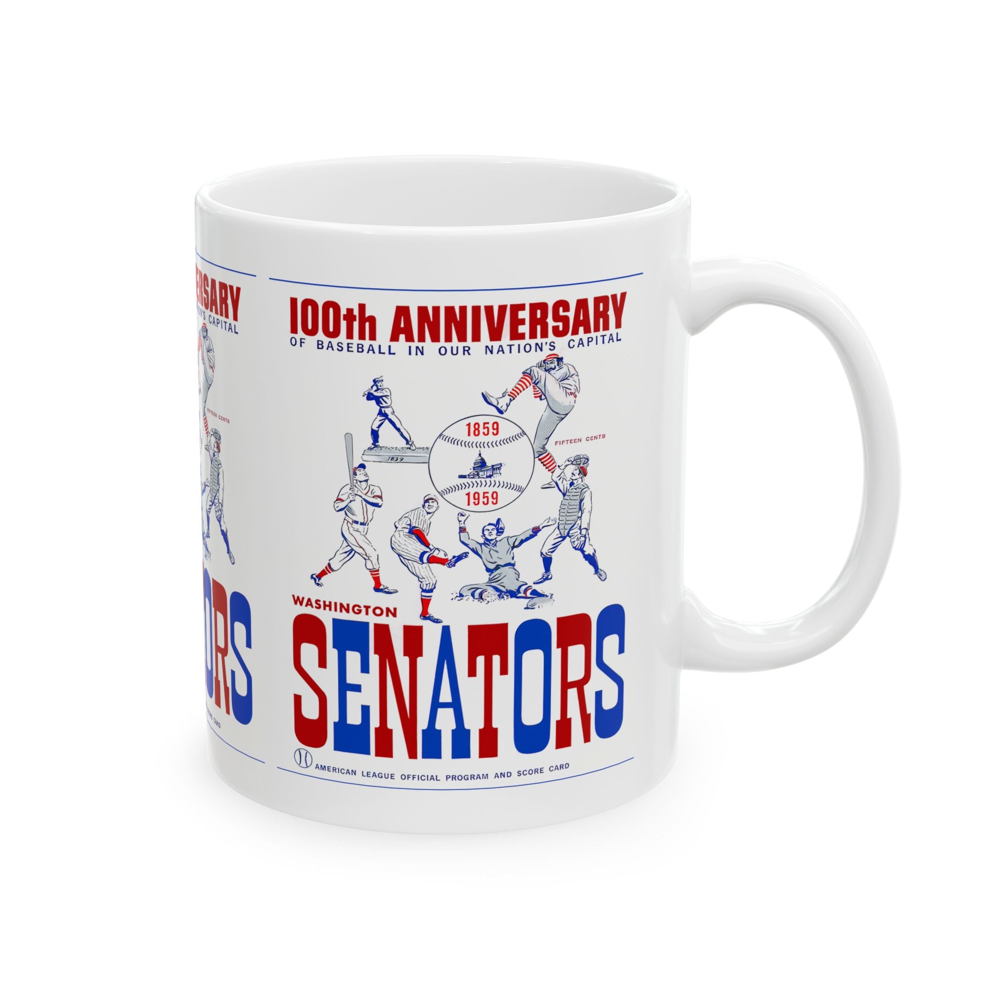 1959 Vintage Washington Senators Program Cover - 100 Years - Ceramic Mug, 11oz
