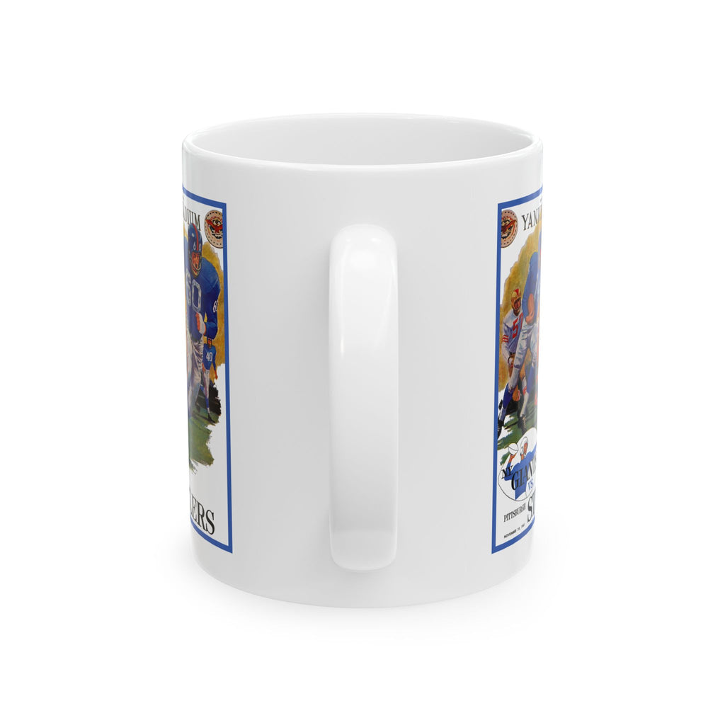 1961 Vintage Football Game Ceramic Mug — 'Giants vs Steelers' Yankee Stadium Poster (11oz/15oz)