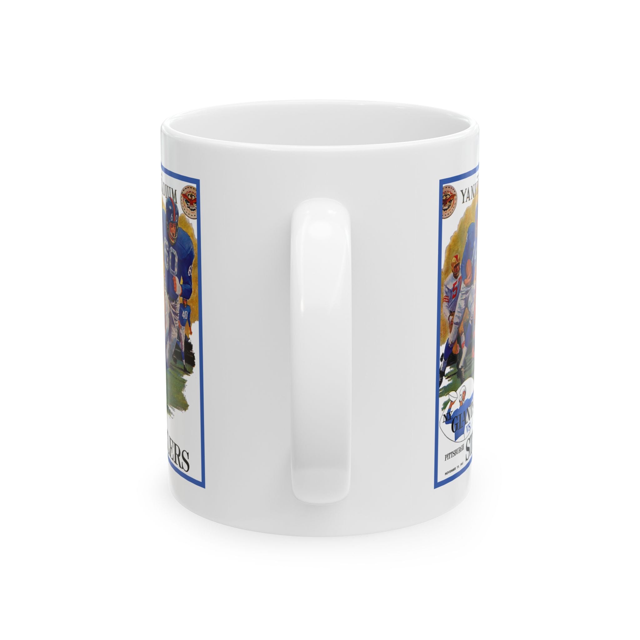 1961 Vintage Football Game Ceramic Mug — 'Giants vs Steelers' Yankee Stadium Poster (11oz/15oz)