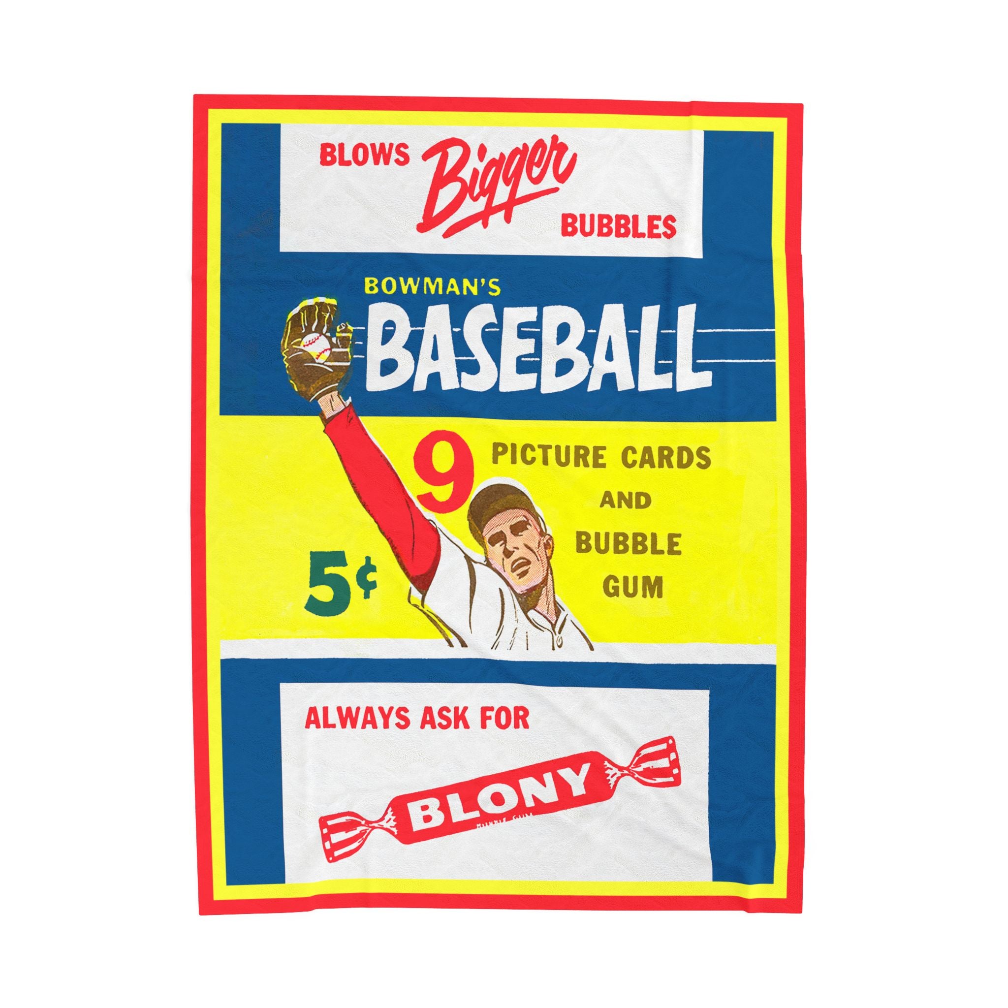 Velveteen Plush Blanket, Throw Blanket, Sports Memorabilia, Baseball Blanket, Cozy Home Decor, 1955 Bowman's Baseball Cards