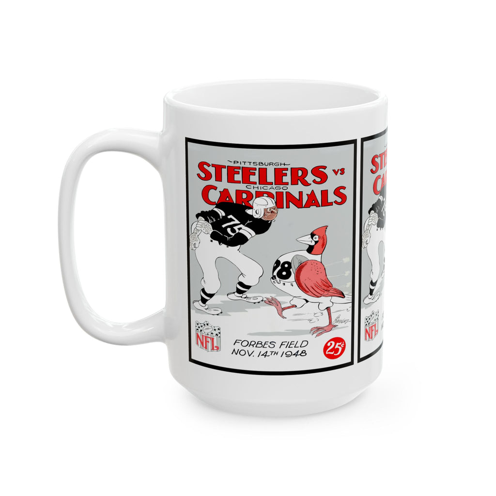 Vintage Football Ceramic Mug, 1948 Pittsburgh Steelers Chicago Cardinals, Coffee Cup, Sports Fan Gift, Retro Sports Mug, Football Team Mug,
