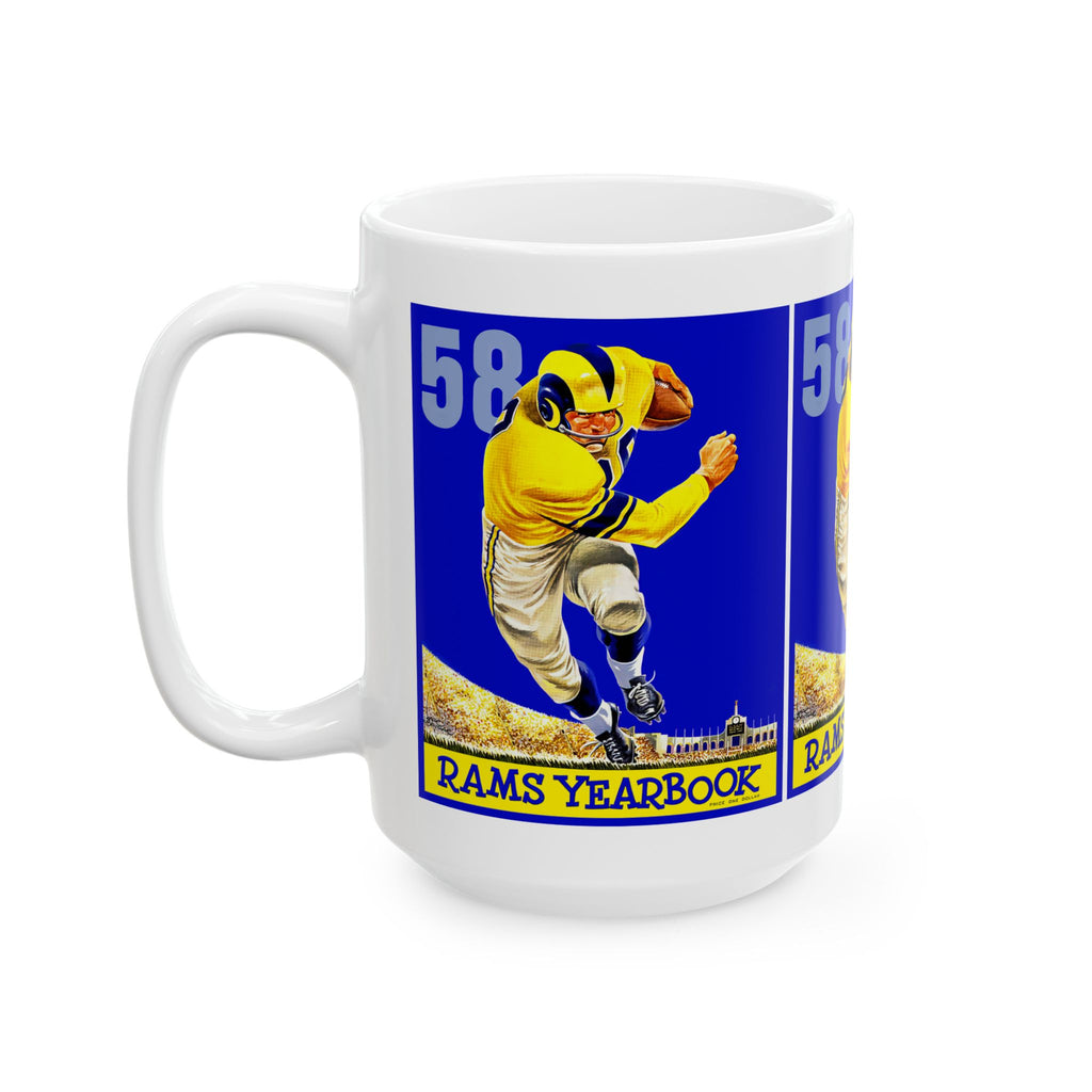 1958 Rams Football Ceramic Mug, Vintage Sports Tea Cup, Retro Team Fan Drinkware, Football Memorabilia Gift, 11oz 15oz