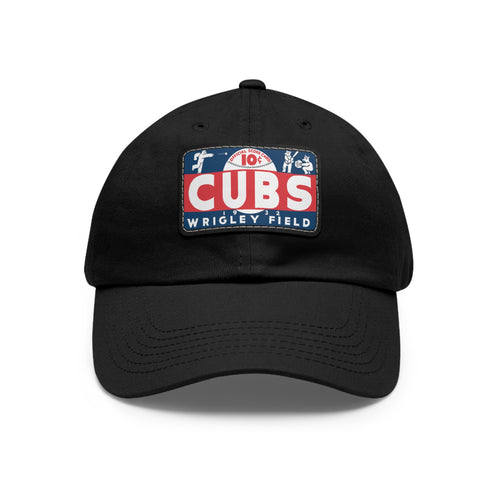 1932 Vintage Chicago Cubs Wrigley Field Scorecard Cover - Dad Hat with Leather Patch (Rectangle)