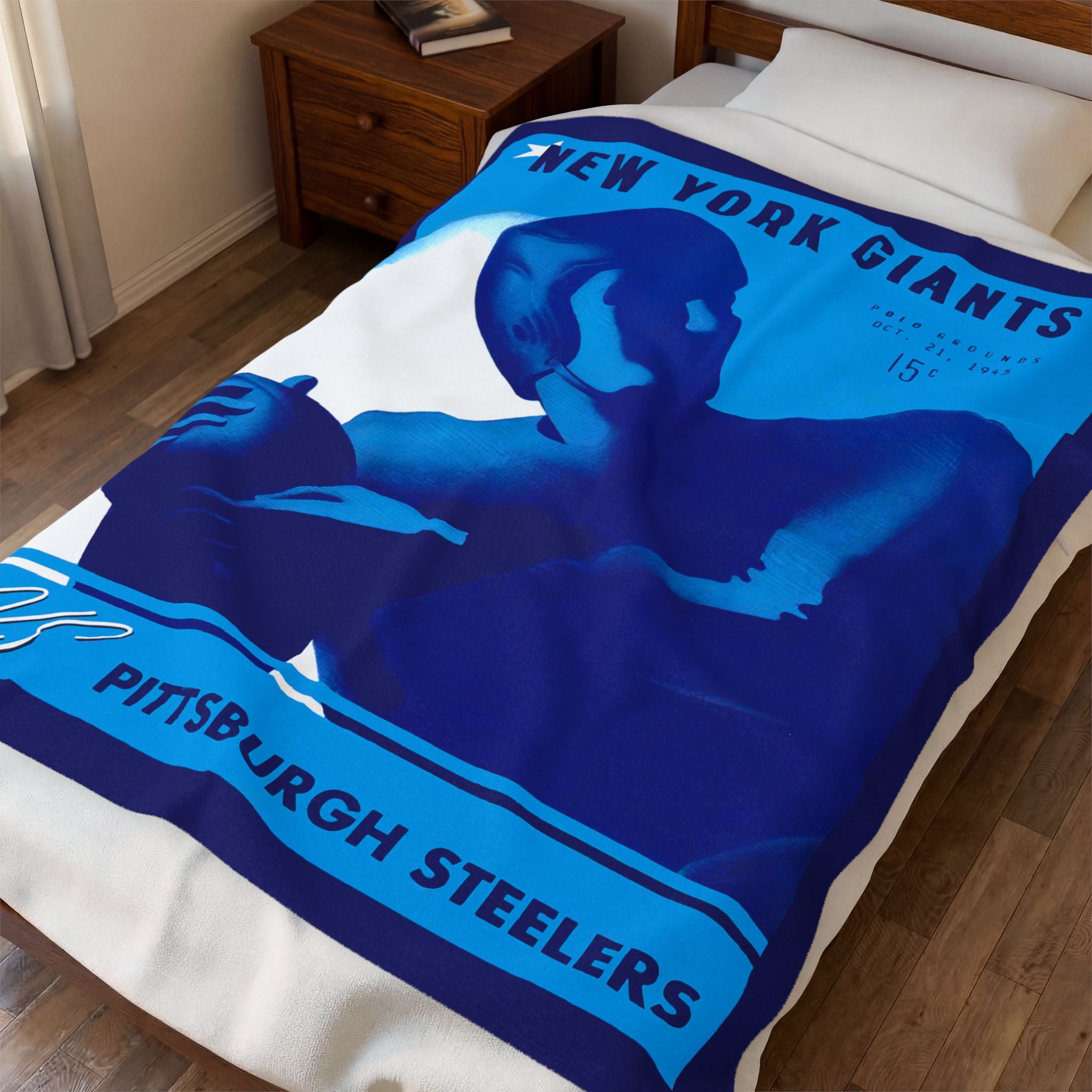 Throw Blanket, Vintage Football Team Rivalry 1945 New York Giants vs Pittsburgh Steelers, Sports Fan Home Decor, Football Memorabilia Gift