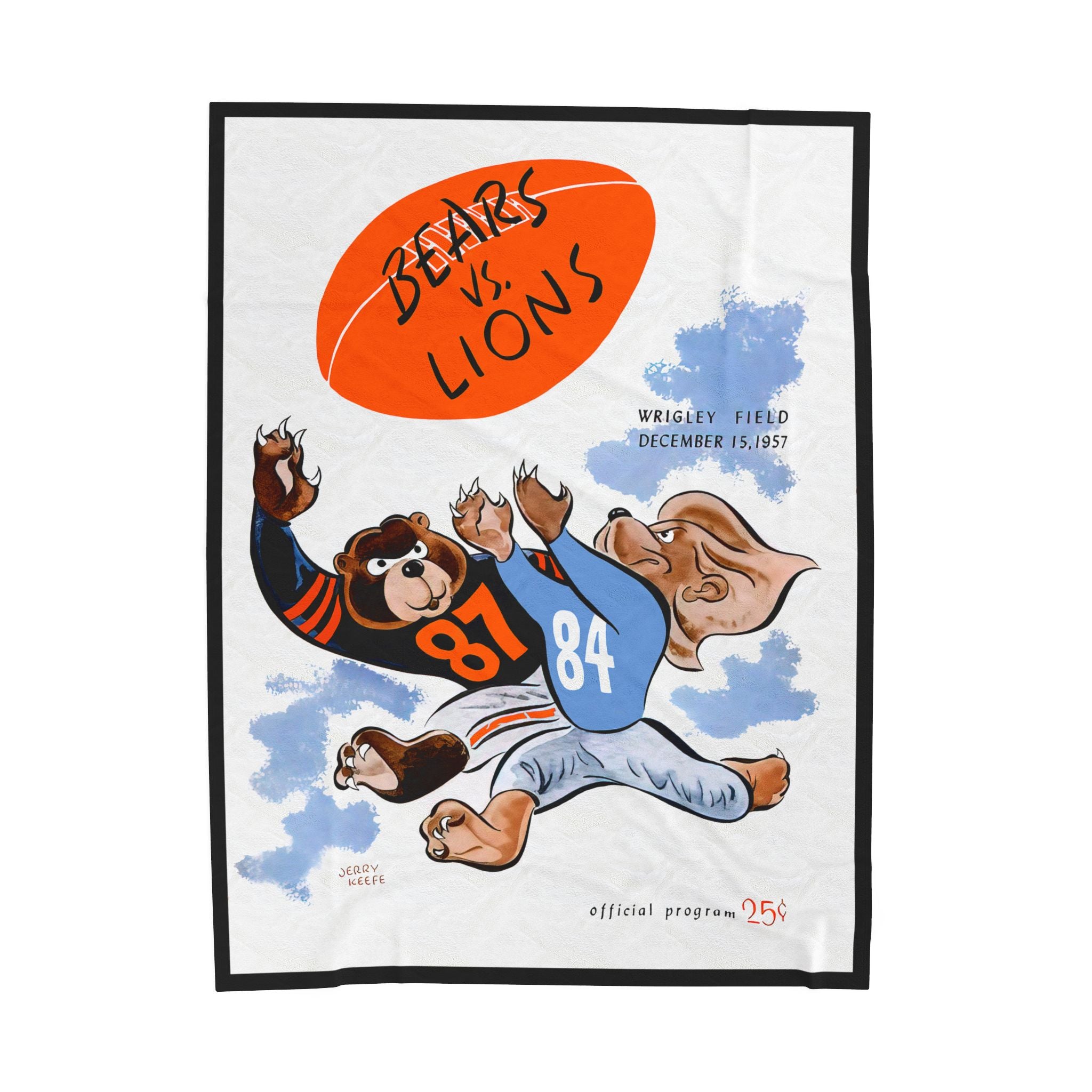 Plush Blanket, 1957 Football Chicago Bears Detroit Lions Design, Sports Fan Gift, Game Day Throw, Football Memorabilia, Cozy Home Decor