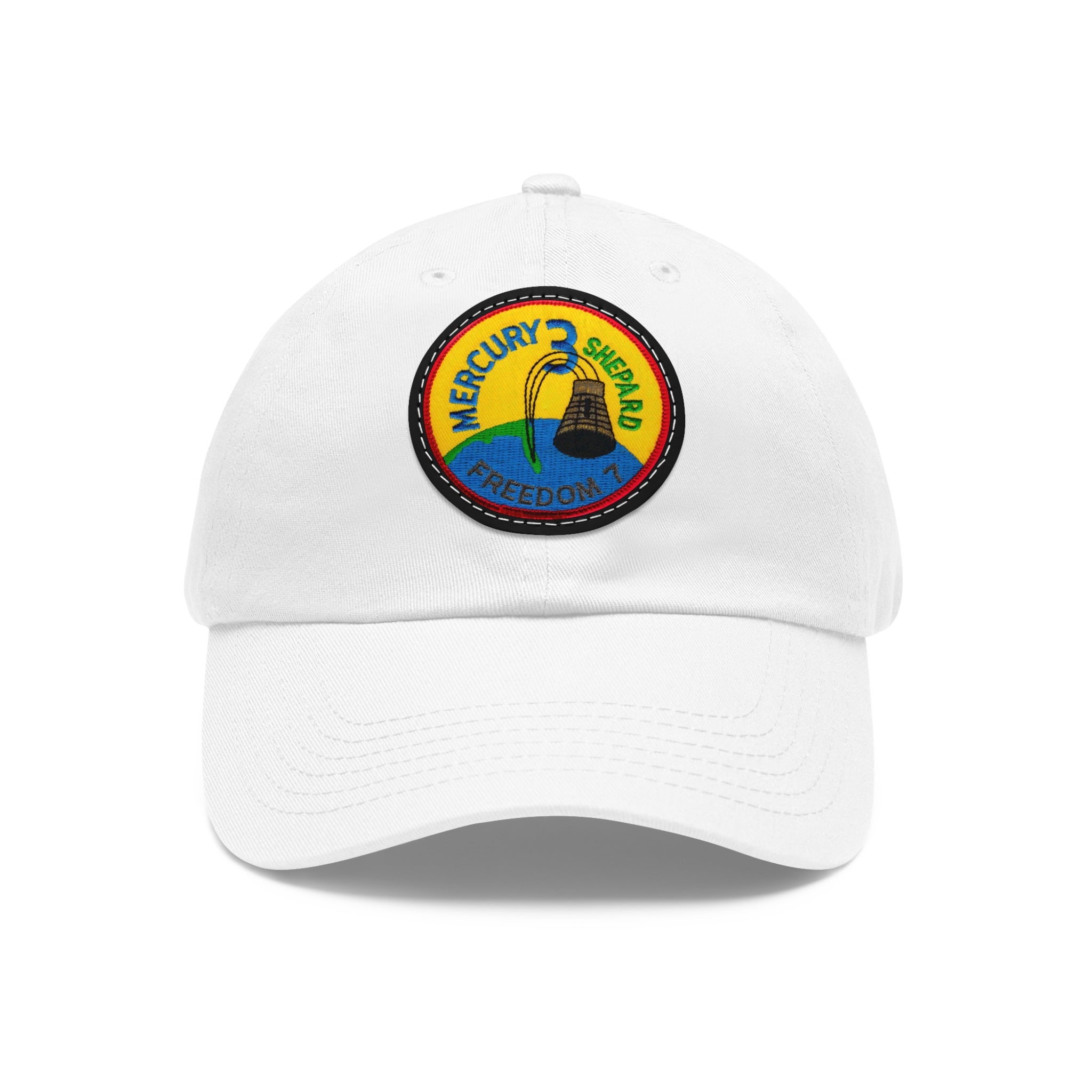 NASA Mercury 3 - Friendship 7 Flight Patch - Dad Hat with Leather Patch (Round)
