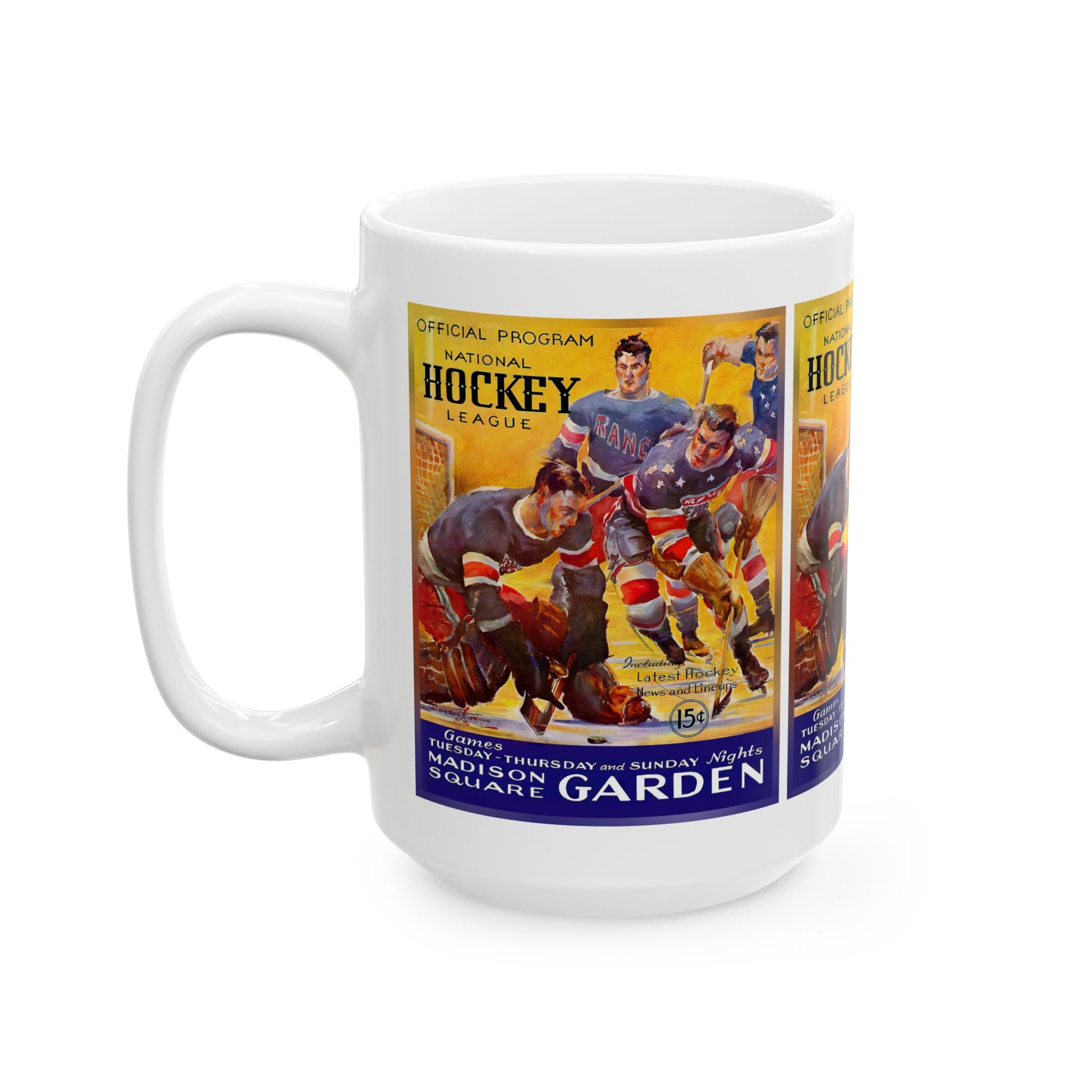 Retro Hockey Ceramic Mug, 1935-1936 New York Americans Sports Fan Gift Cup, Coffee Tea Drinkware, NHL Team History Memorabilia, Hockey Lover