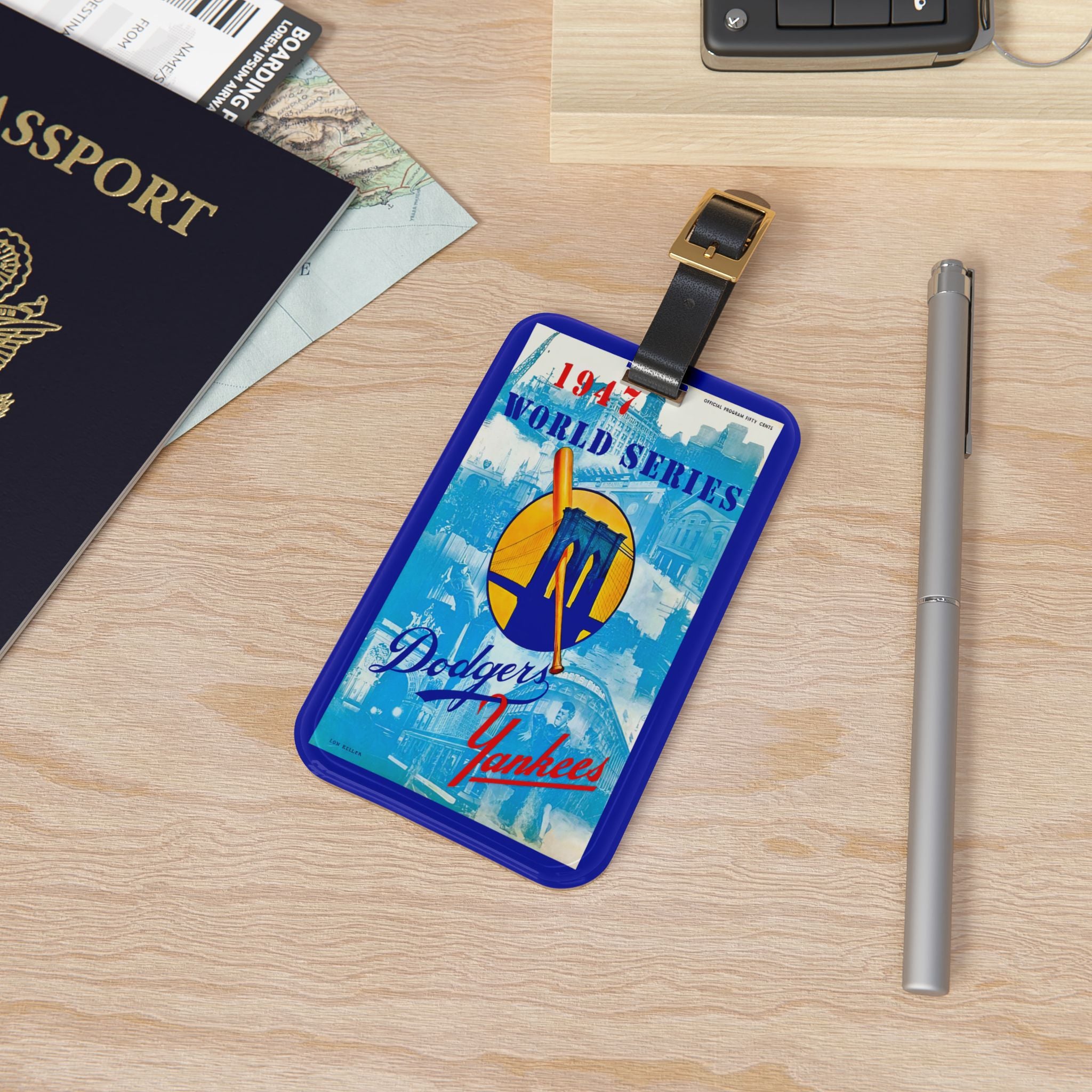1947 Brooklyn Baseball World Series Luggage Tag | Vintage Baseball Travel ID